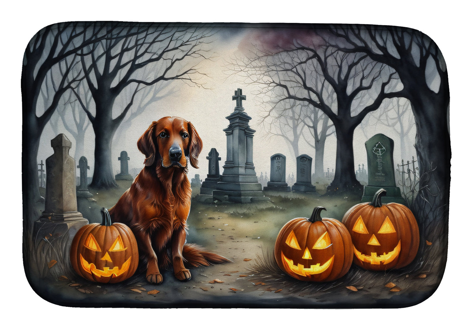 Caroline's Treasures Irish Setter Spooky Halloween Dish Drying Mat