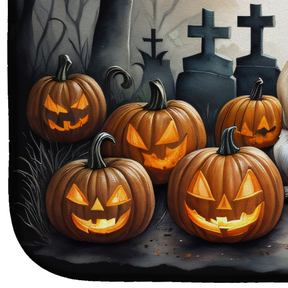 Caroline's Treasures Fawn Pug Spooky Halloween Dish Drying Mat