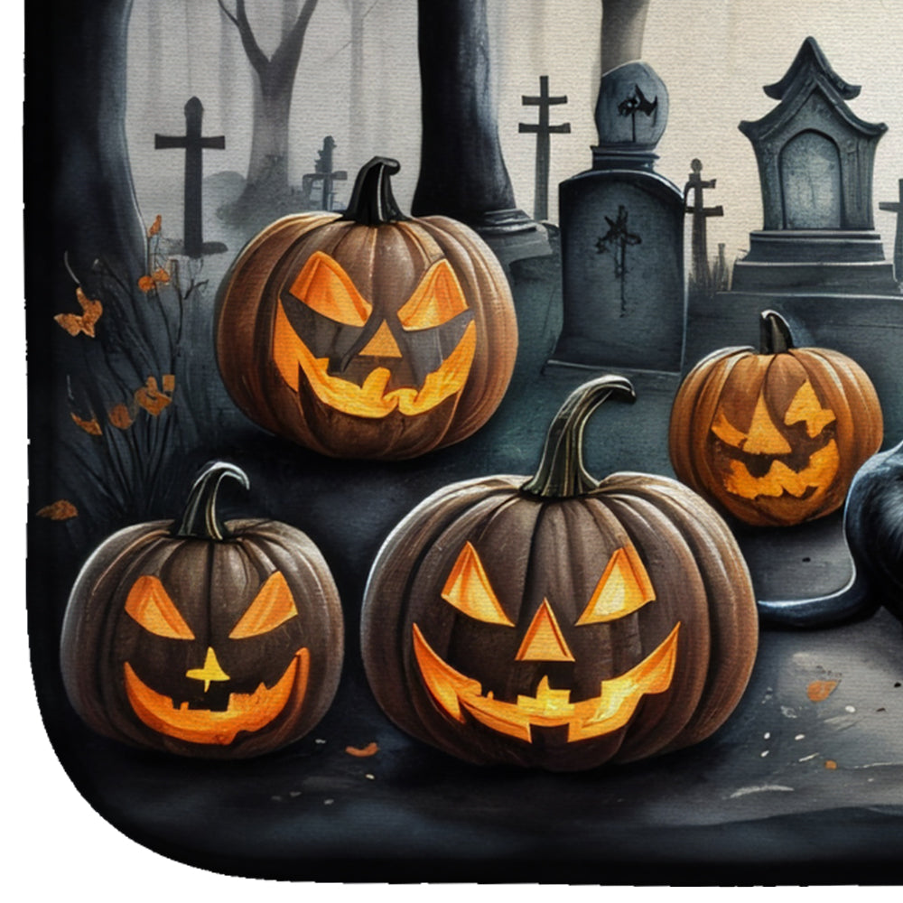 Caroline's Treasures Black Pug Spooky Halloween Dish Drying Mat