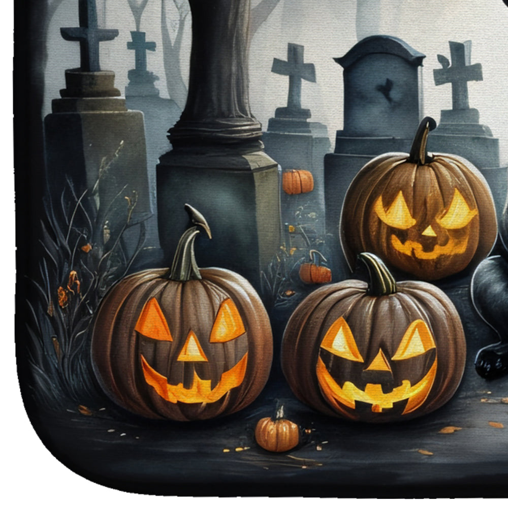 Caroline's Treasures Black Pug Spooky Halloween Dish Drying Mat