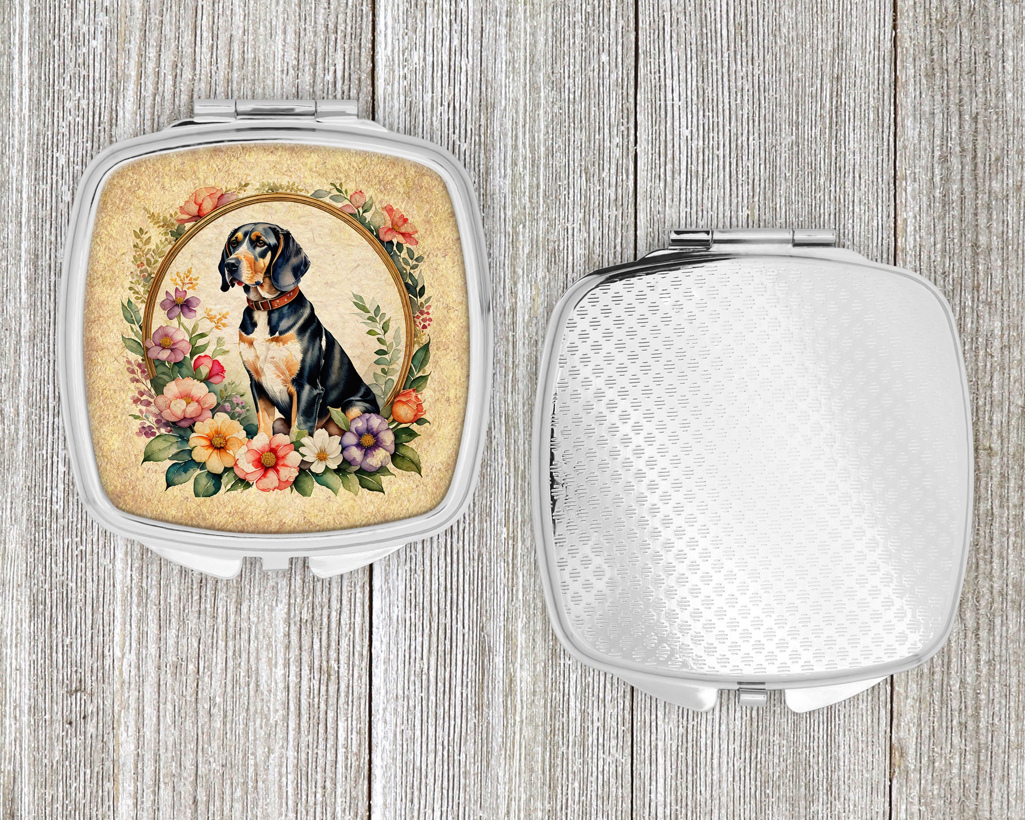 American English Coonhound and Flowers Compact Mirror
