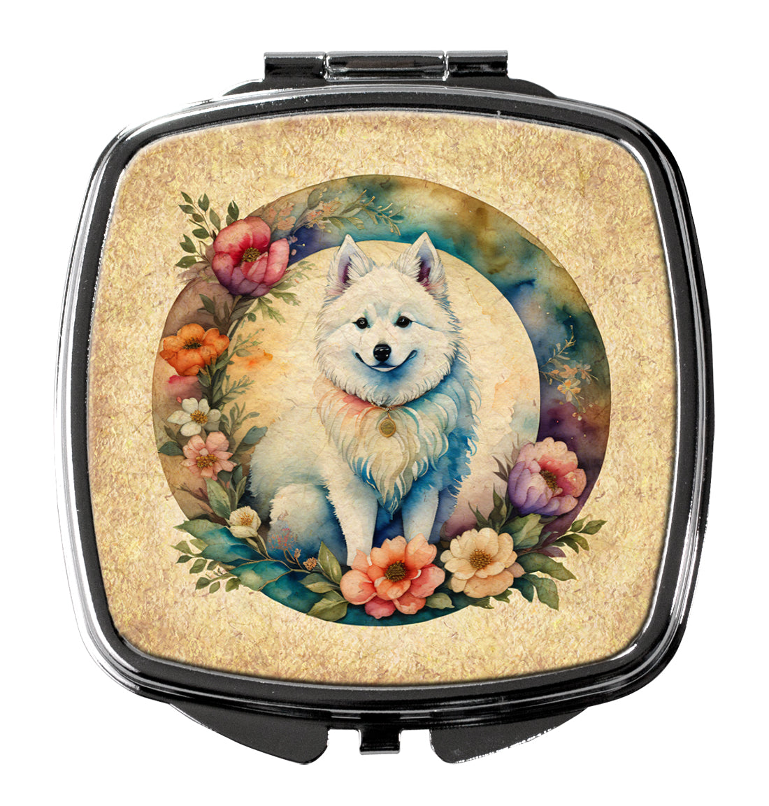 Buy this American Eskimo and Flowers Compact Mirror