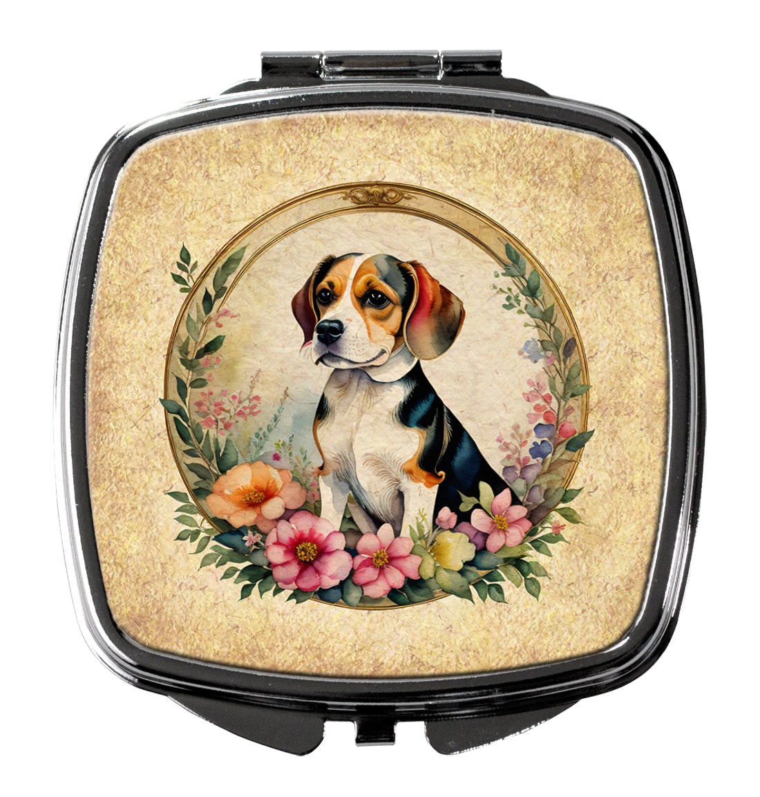 Buy this Beagle and Flowers Compact Mirror