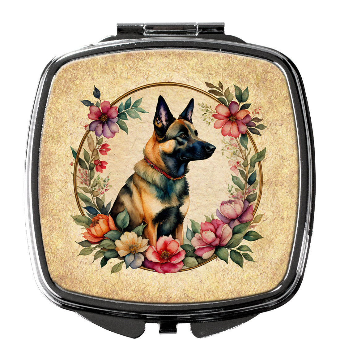 Buy this Belgian Malinois and Flowers Compact Mirror