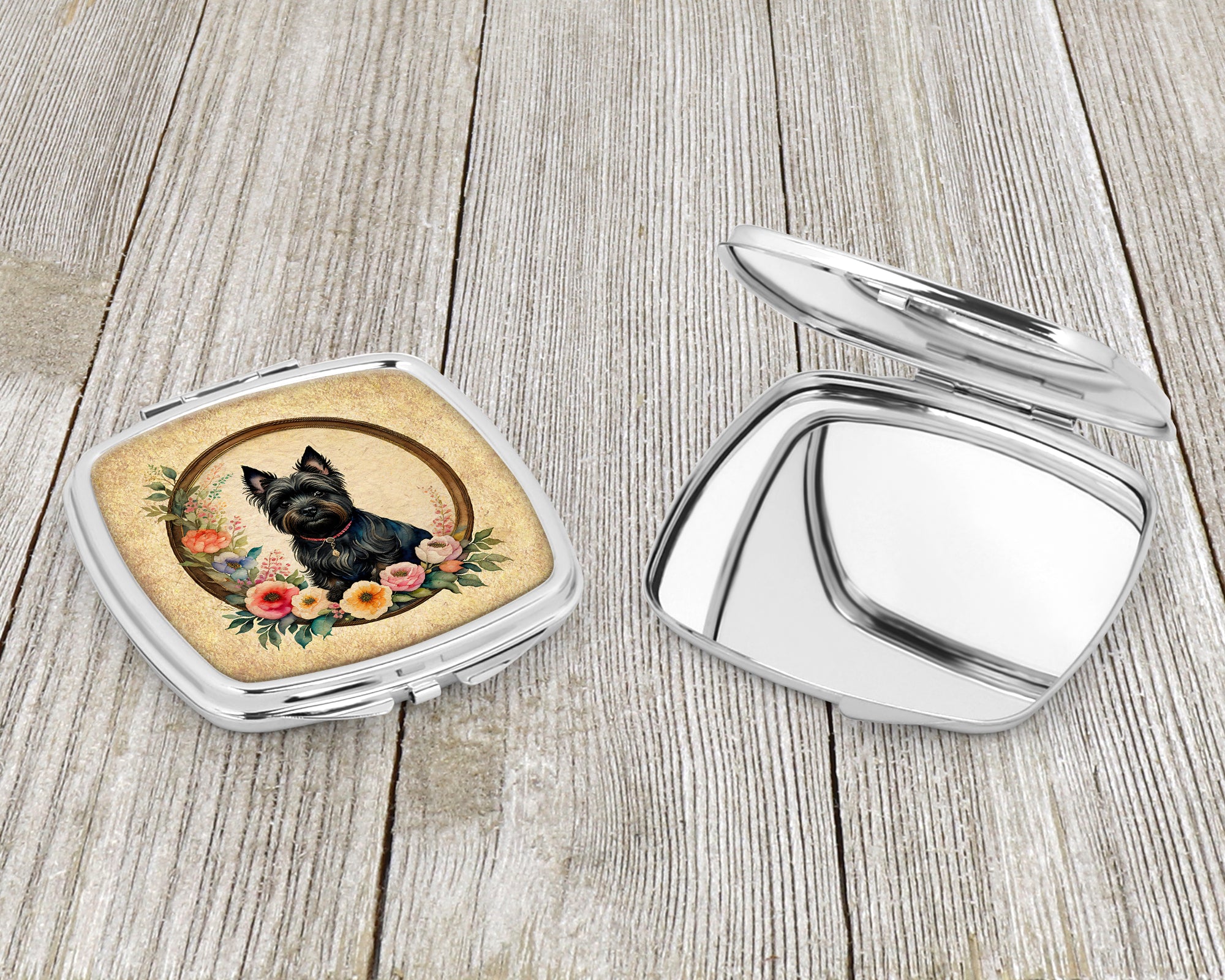 Cairn Terrier and Flowers Compact Mirror