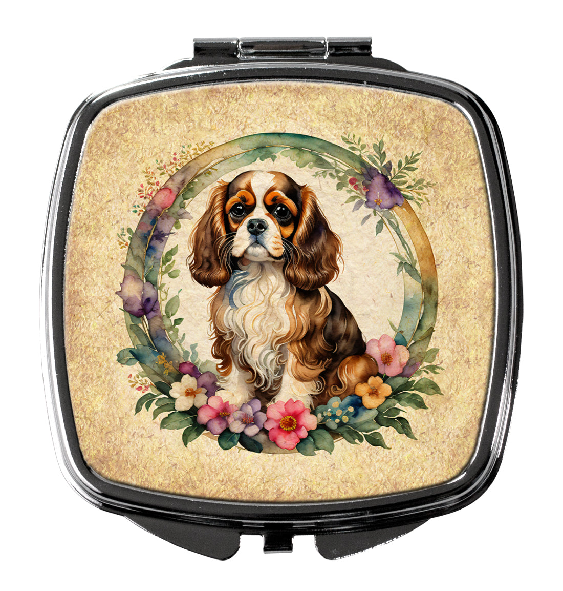 Buy this Cavalier Spaniel and Flowers Compact Mirror