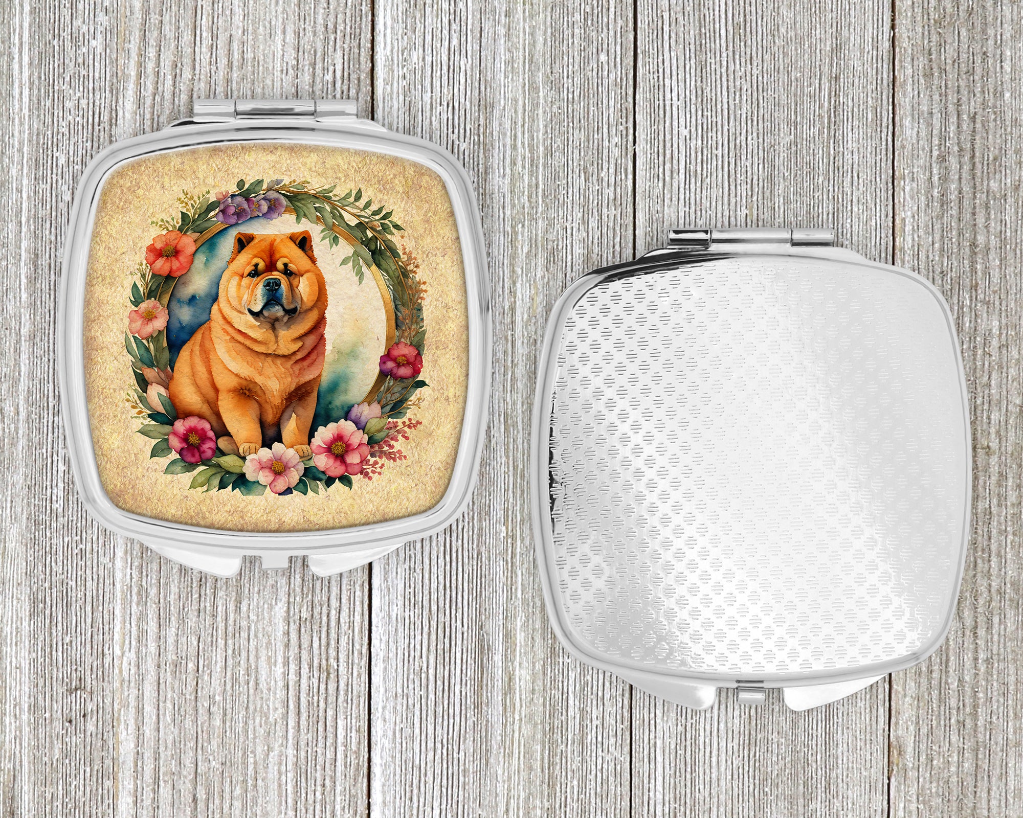 Chow Chow and Flowers Compact Mirror