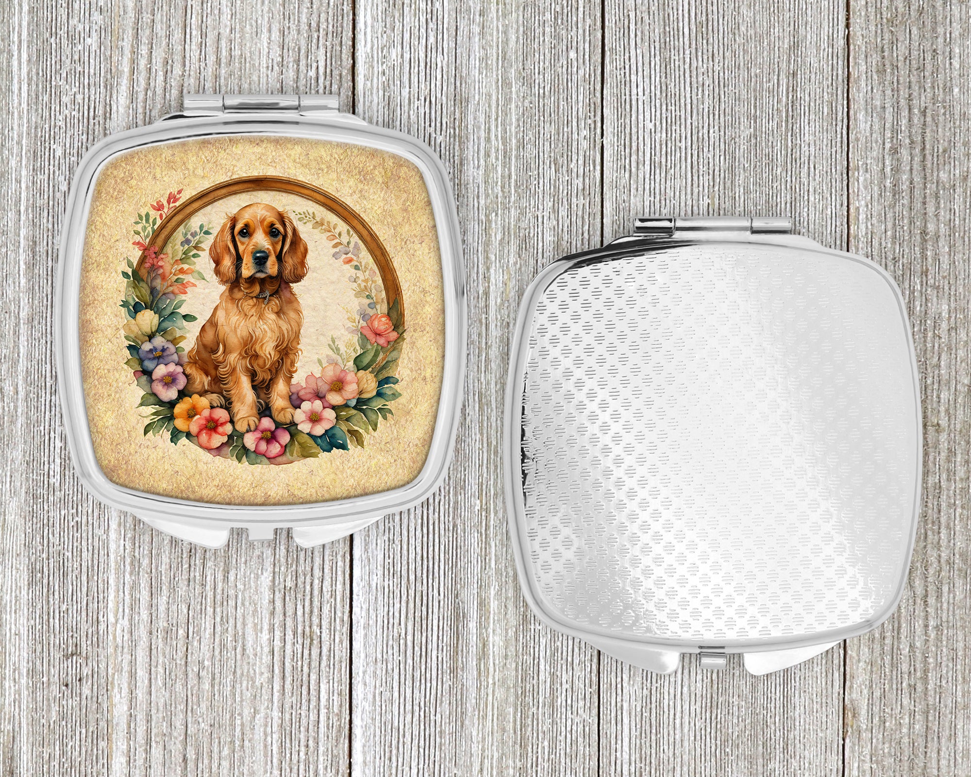 Cocker Spaniel and Flowers Compact Mirror