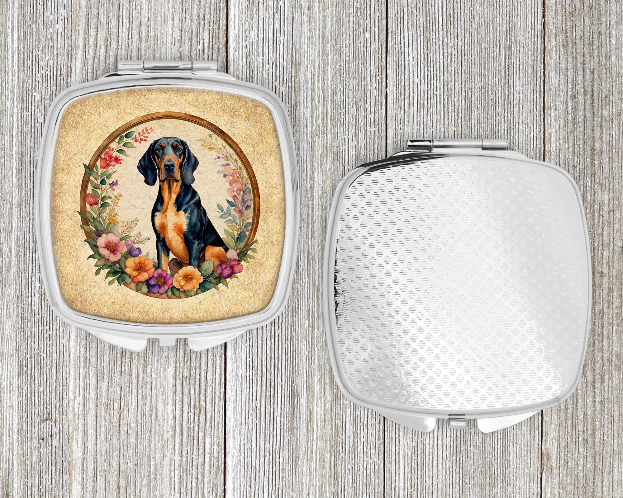 Coonhound and Flowers Compact Mirror