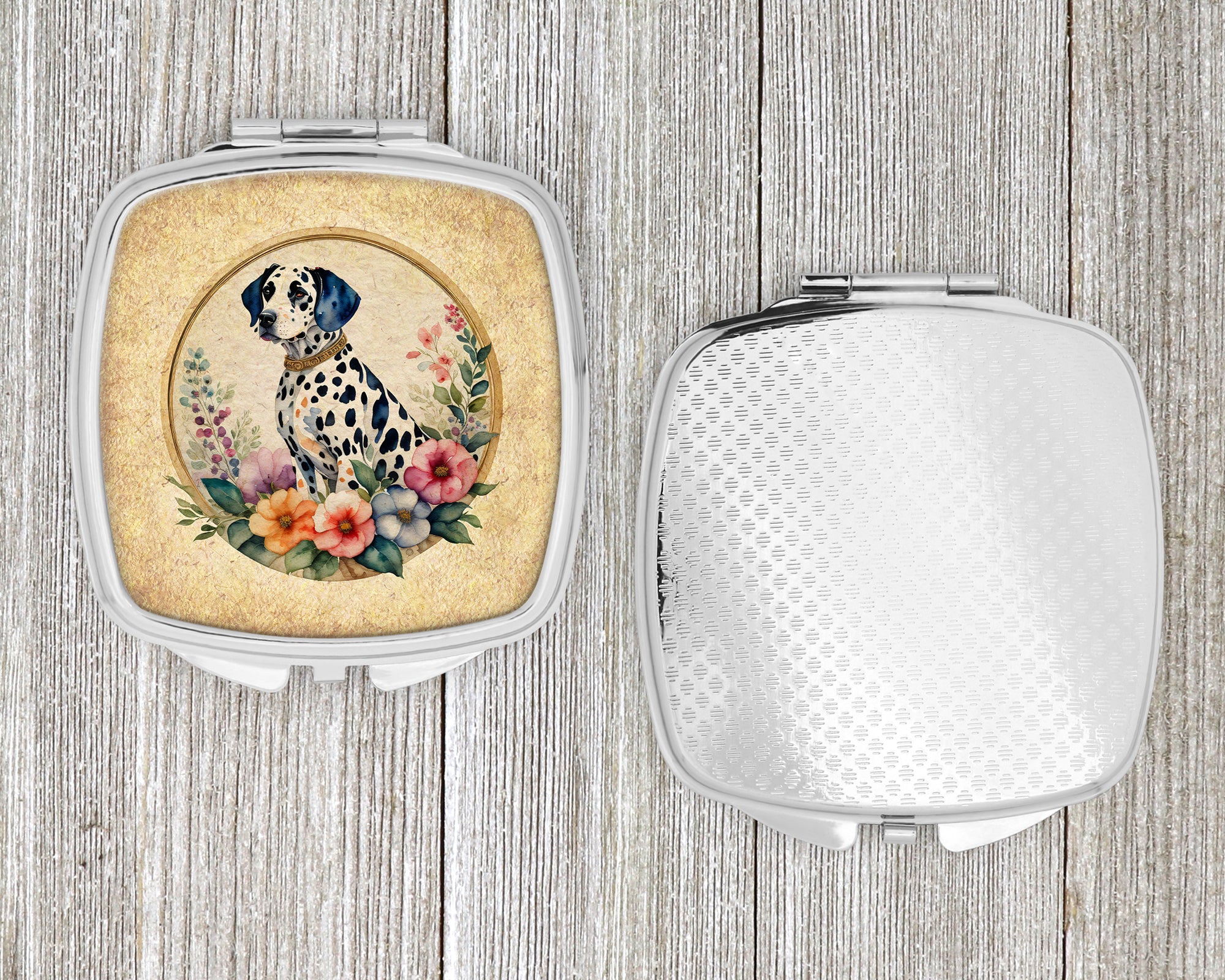 Dalmatian and Flowers Compact Mirror