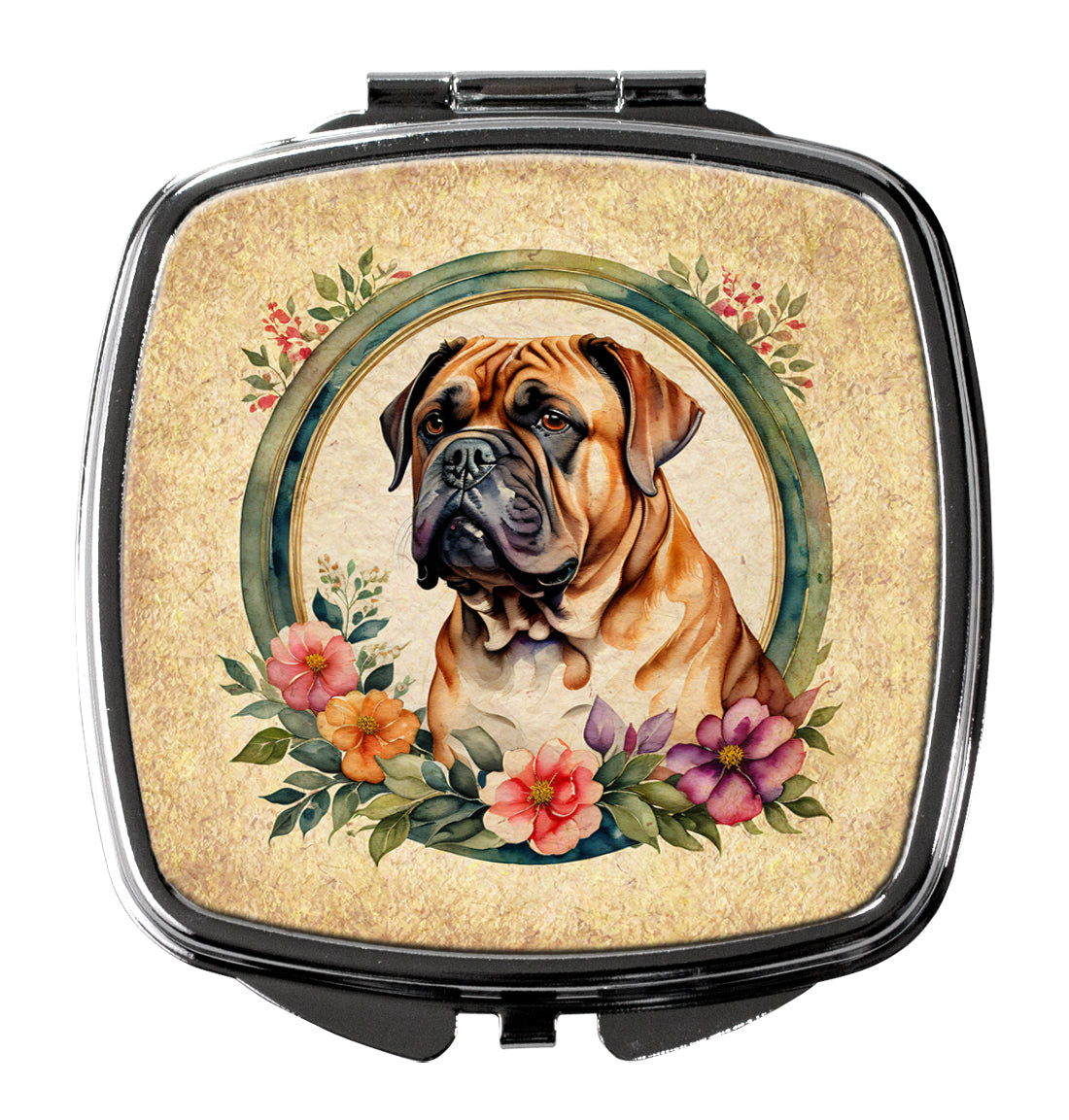 Buy this Dogue de Bordeaux and Flowers Compact Mirror