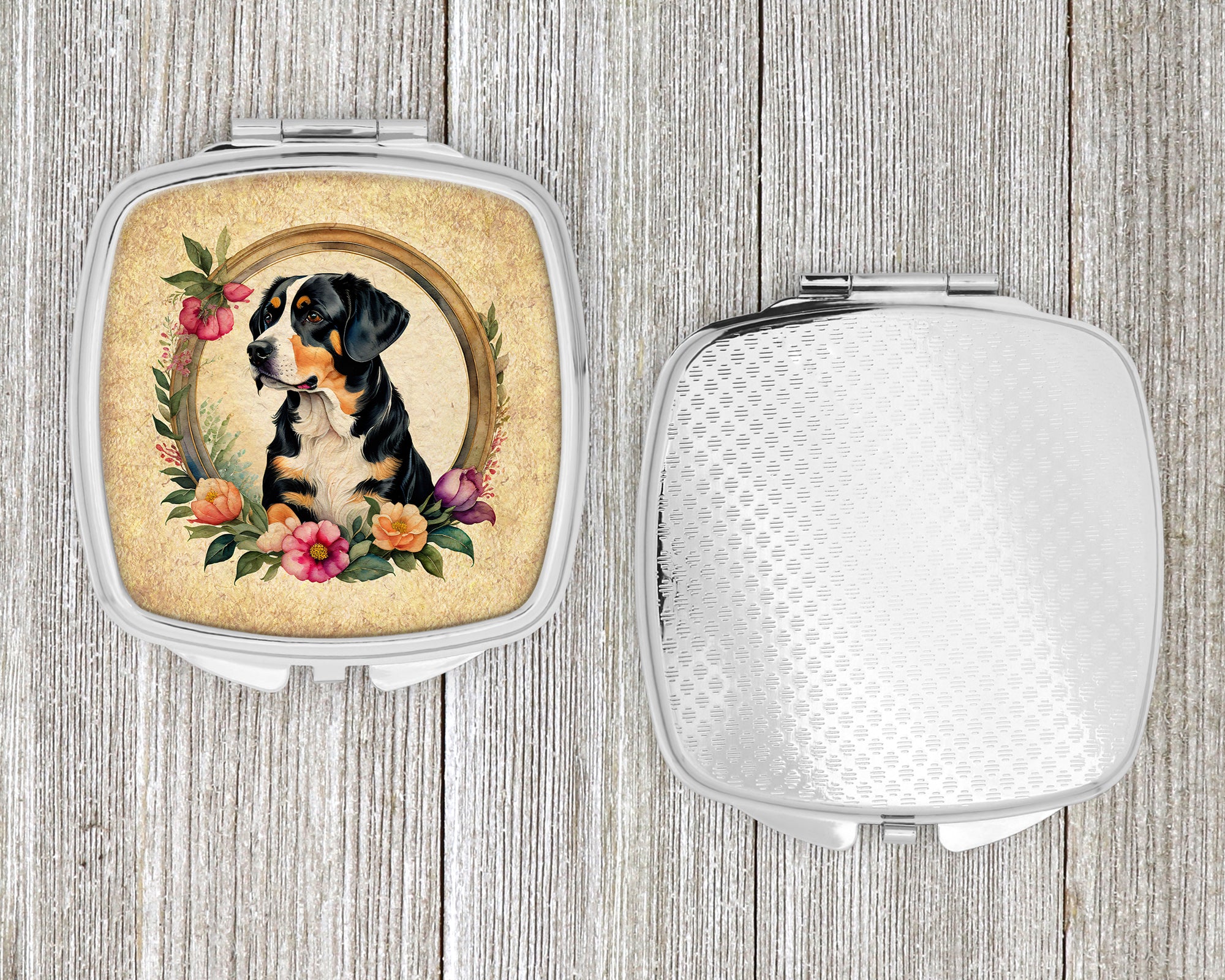 Entlebucher Mountain Dog and Flowers Compact Mirror