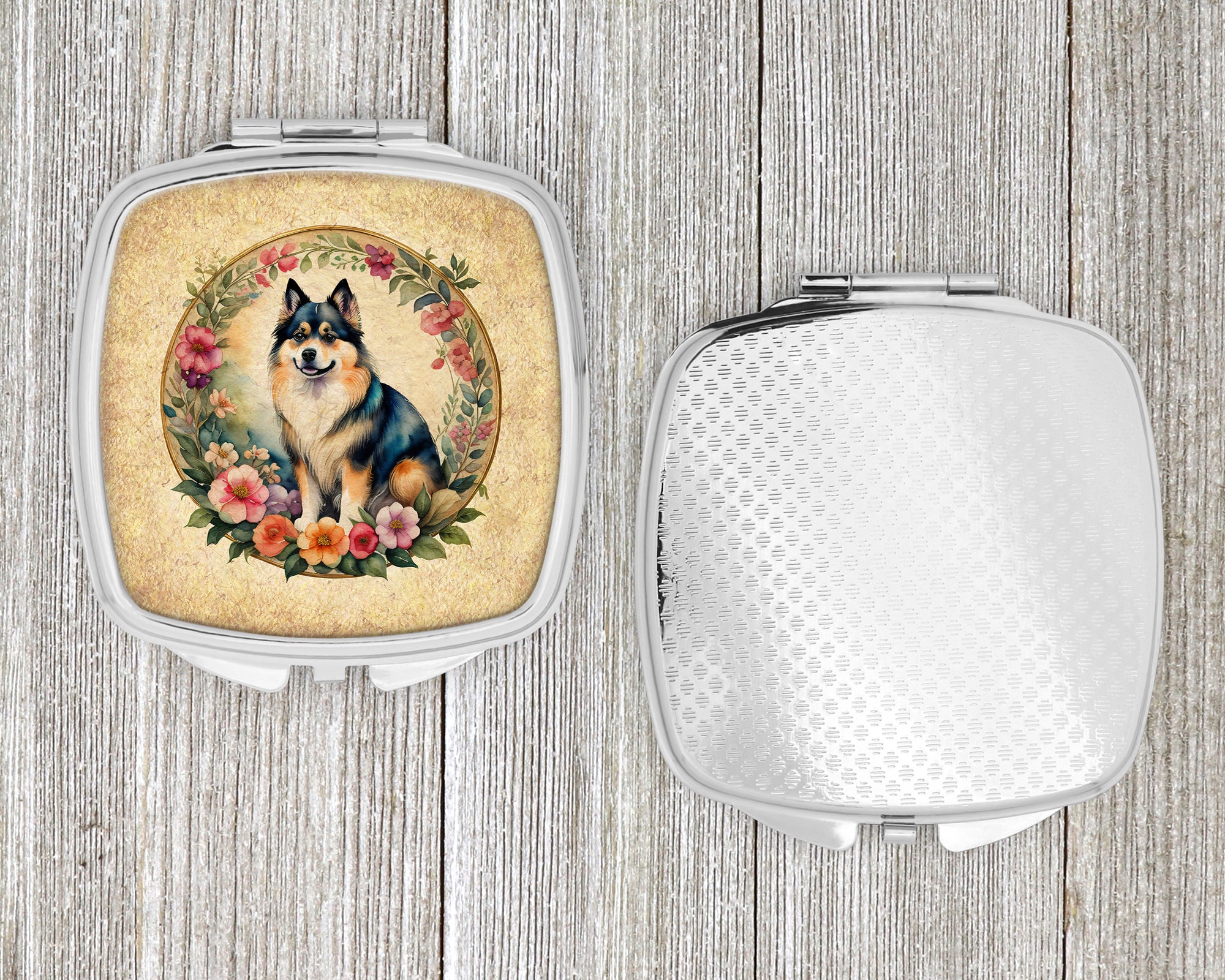 Finnish Lapphund and Flowers Compact Mirror