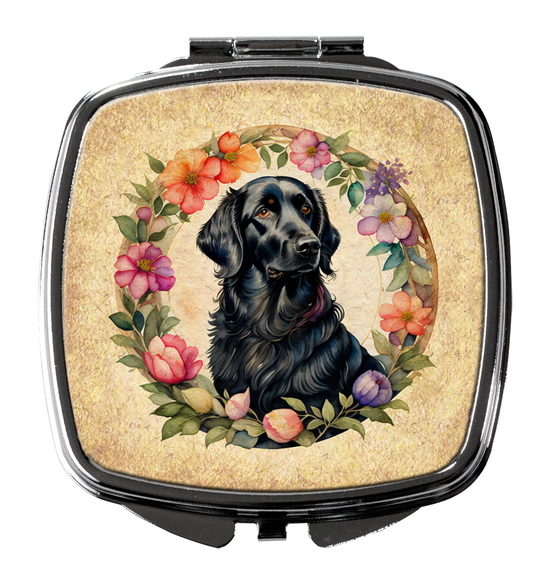 Buy this Flat-Coated Retriever and Flowers Compact Mirror