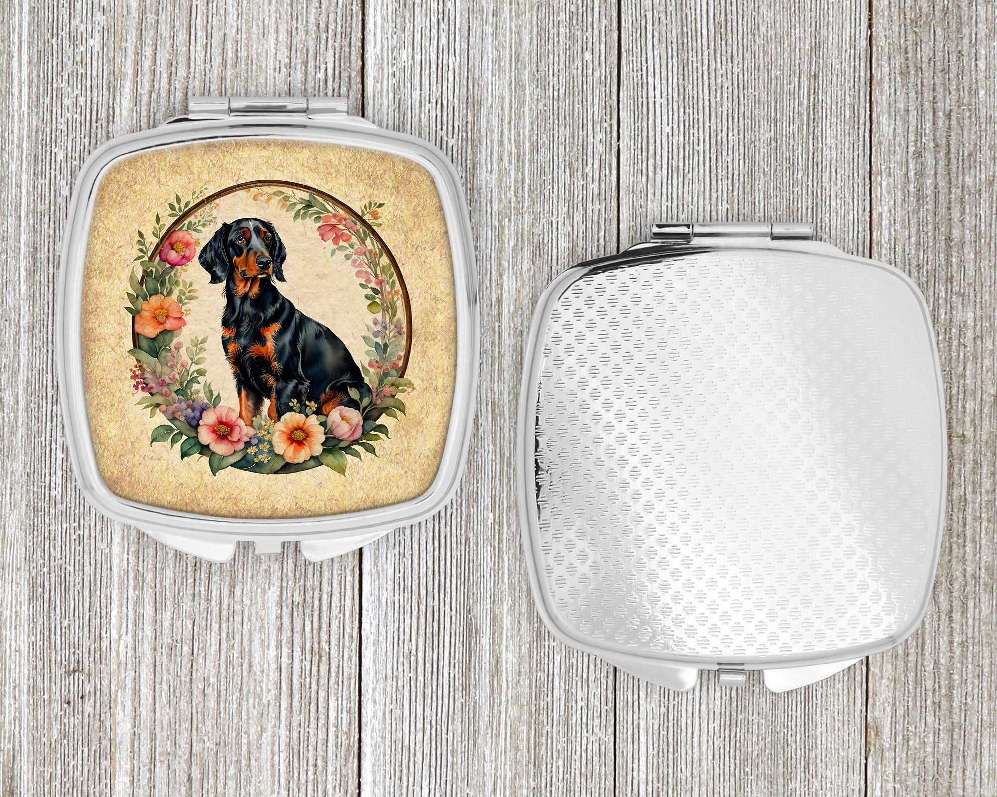 Gordon Setter and Flowers Compact Mirror