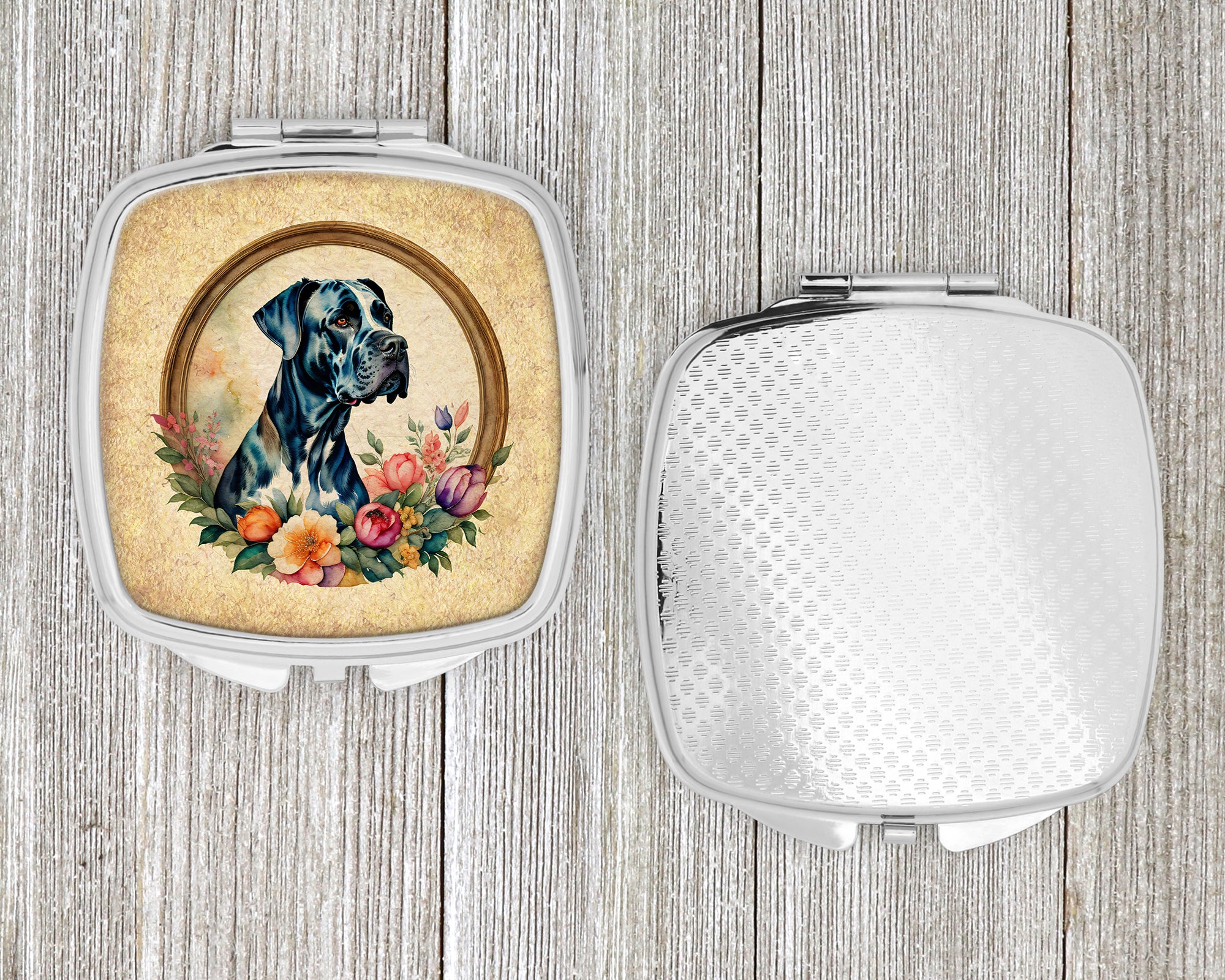 Great Dane and Flowers Compact Mirror