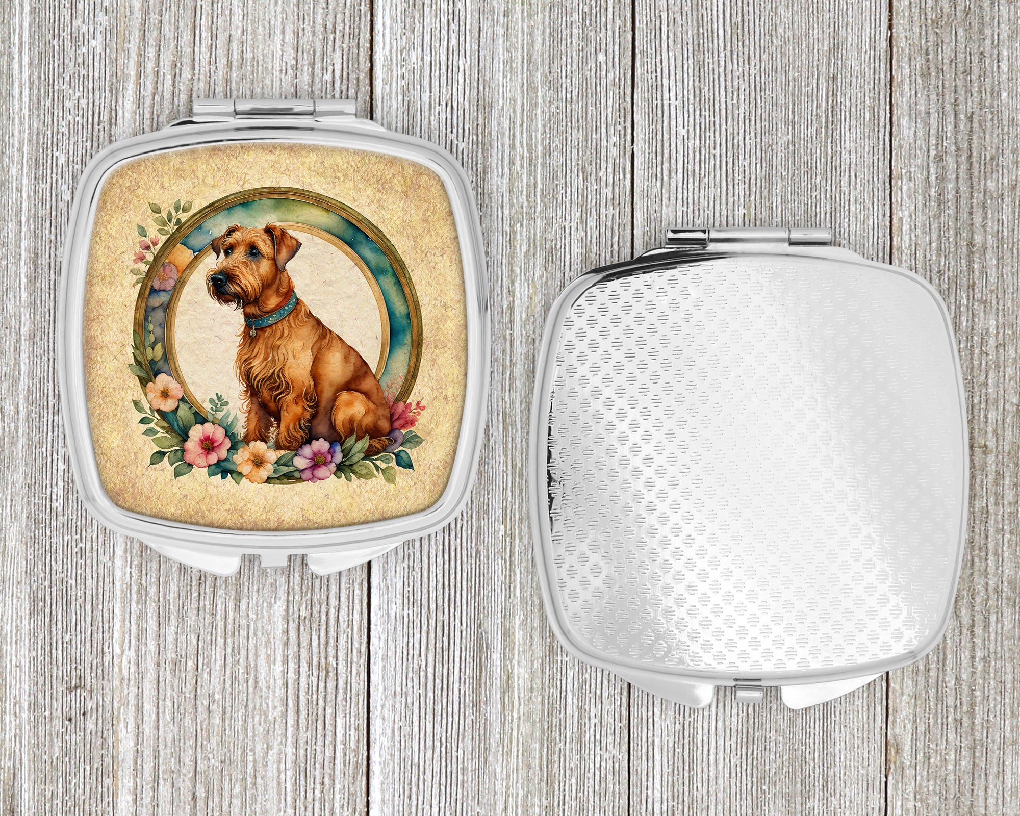 Irish Terrier and Flowers Compact Mirror
