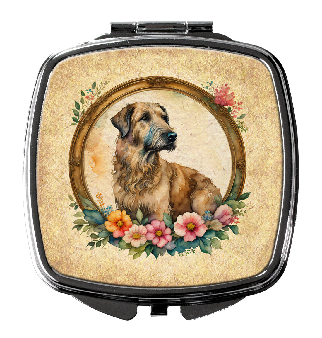 Buy this Irish Wolfhound and Flowers Compact Mirror