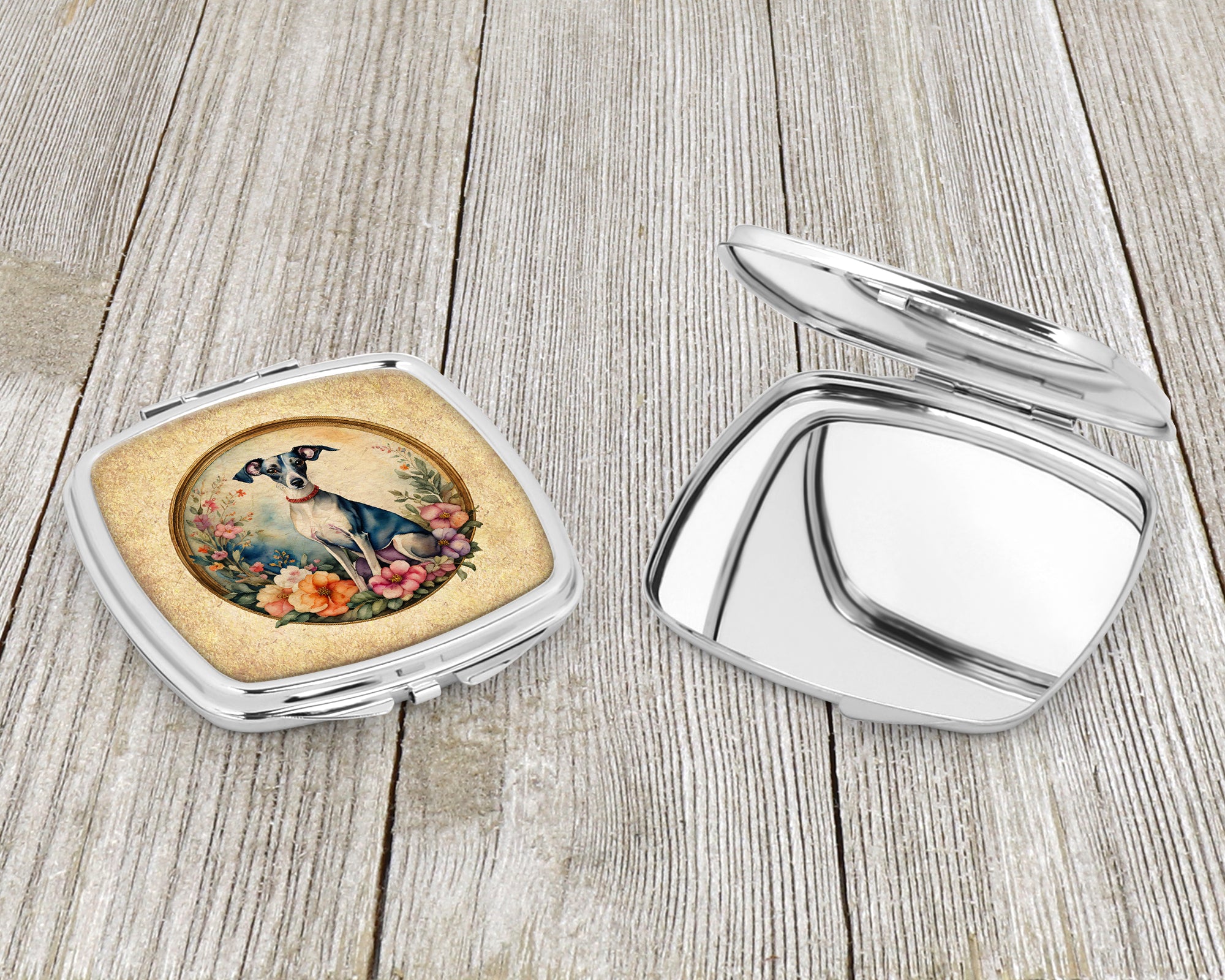 Italian Greyhound and Flowers Compact Mirror