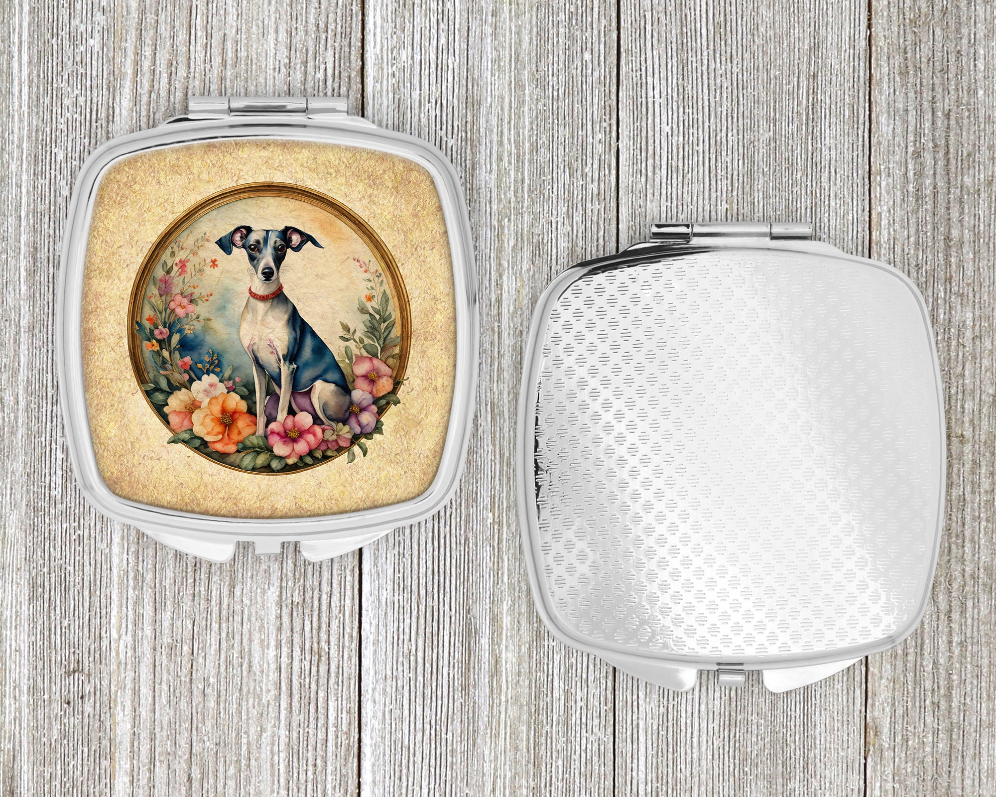 Italian Greyhound and Flowers Compact Mirror