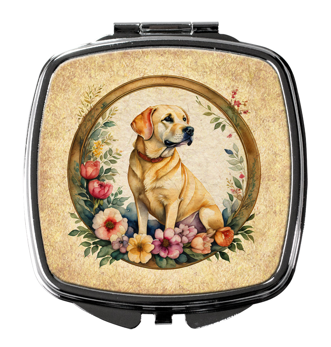 Buy this Yellow Labrador Retriever and Flowers Compact Mirror