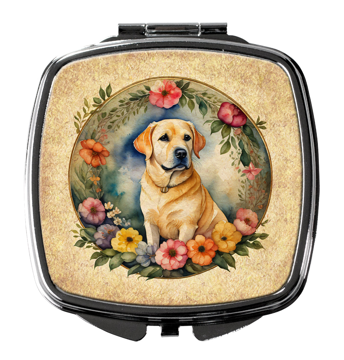Buy this Yellow Labrador Retriever and Flowers Compact Mirror
