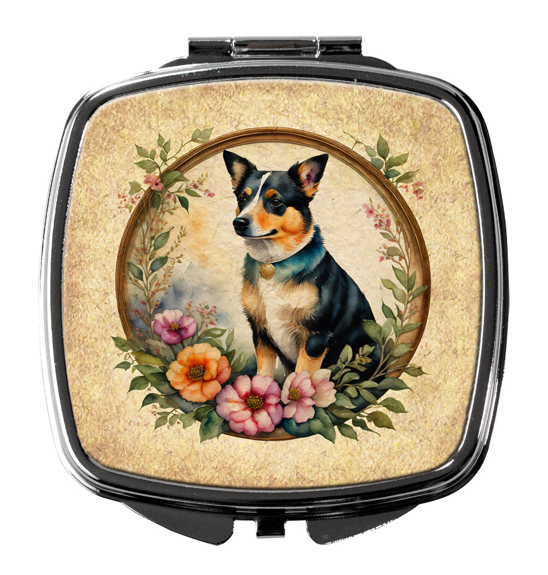 Buy this Lancashire Heeler and Flowers Compact Mirror