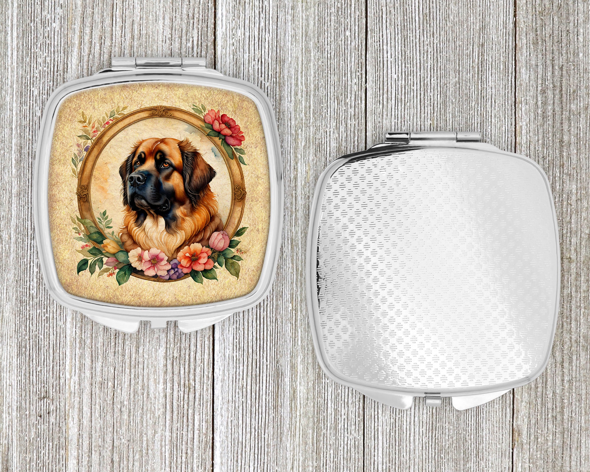 Leonberger and Flowers Compact Mirror