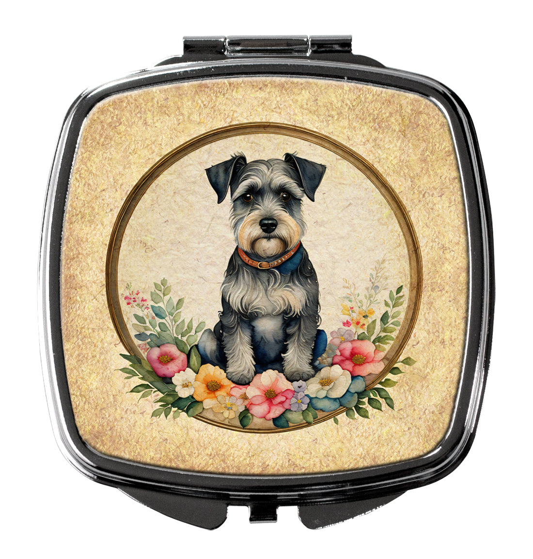 Buy this Schnauzer and Flowers Compact Mirror