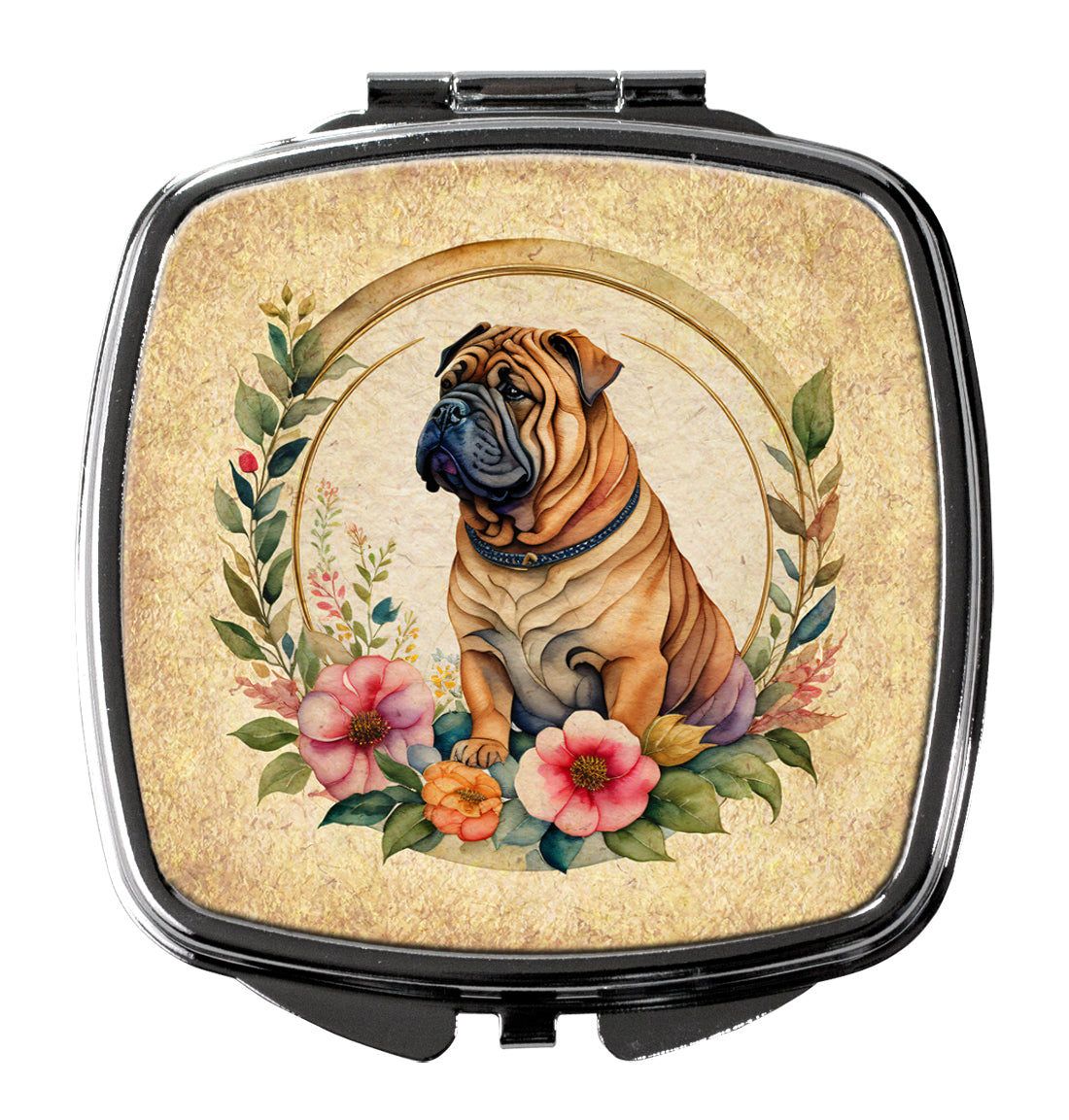 Buy this Shar Pei and Flowers Compact Mirror