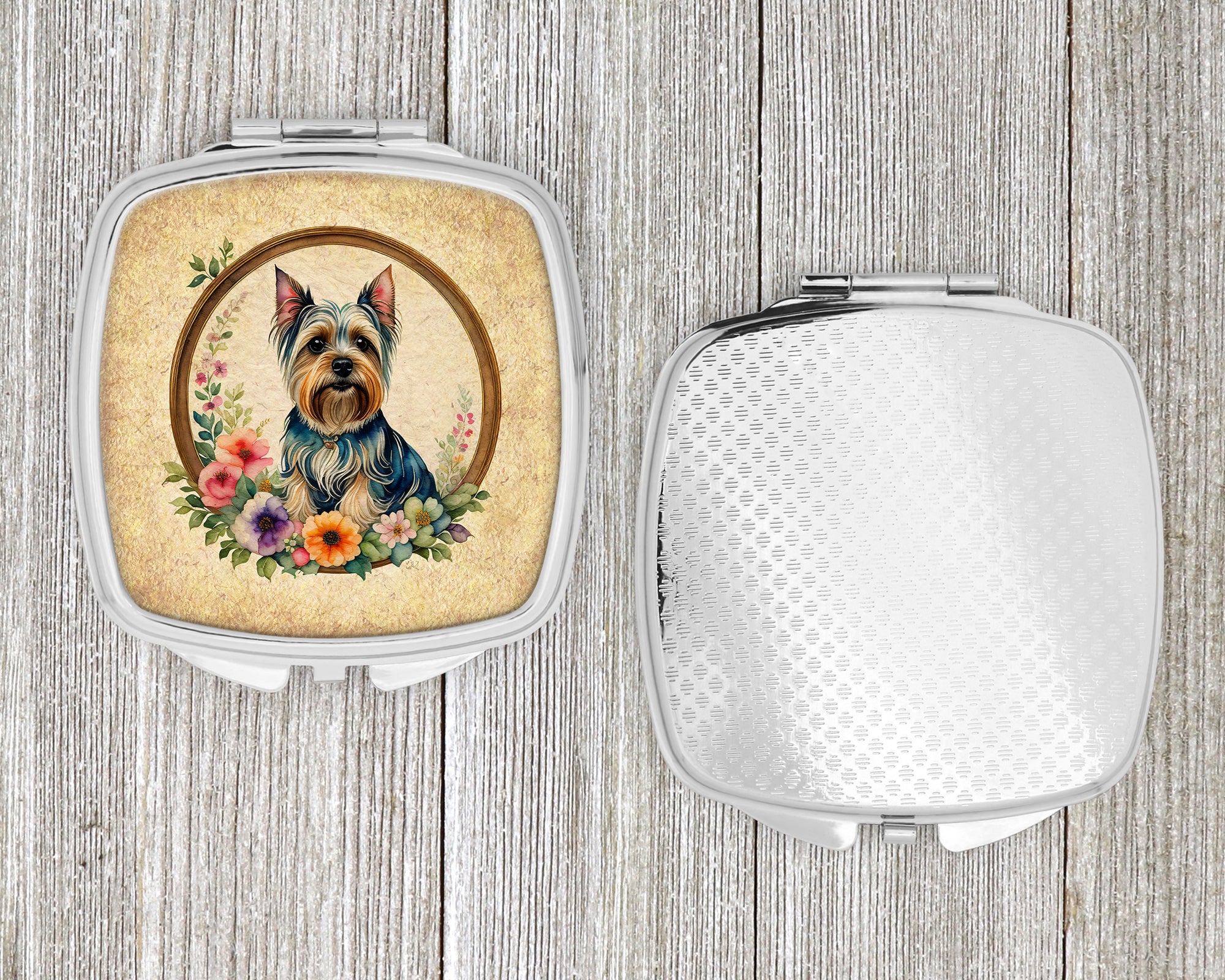 Silky Terrier and Flowers Compact Mirror