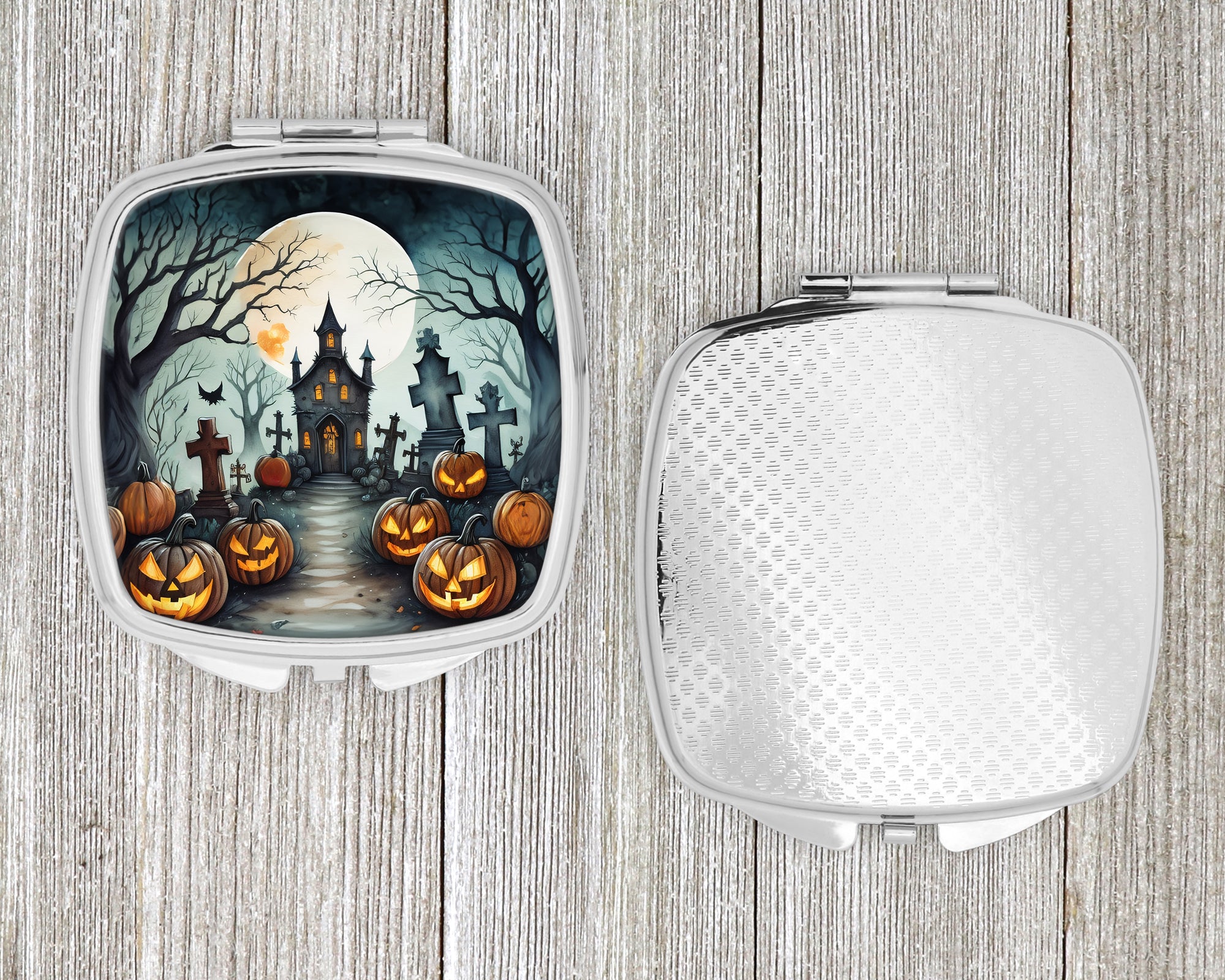 Graveyard Spooky Halloween Compact Mirror
