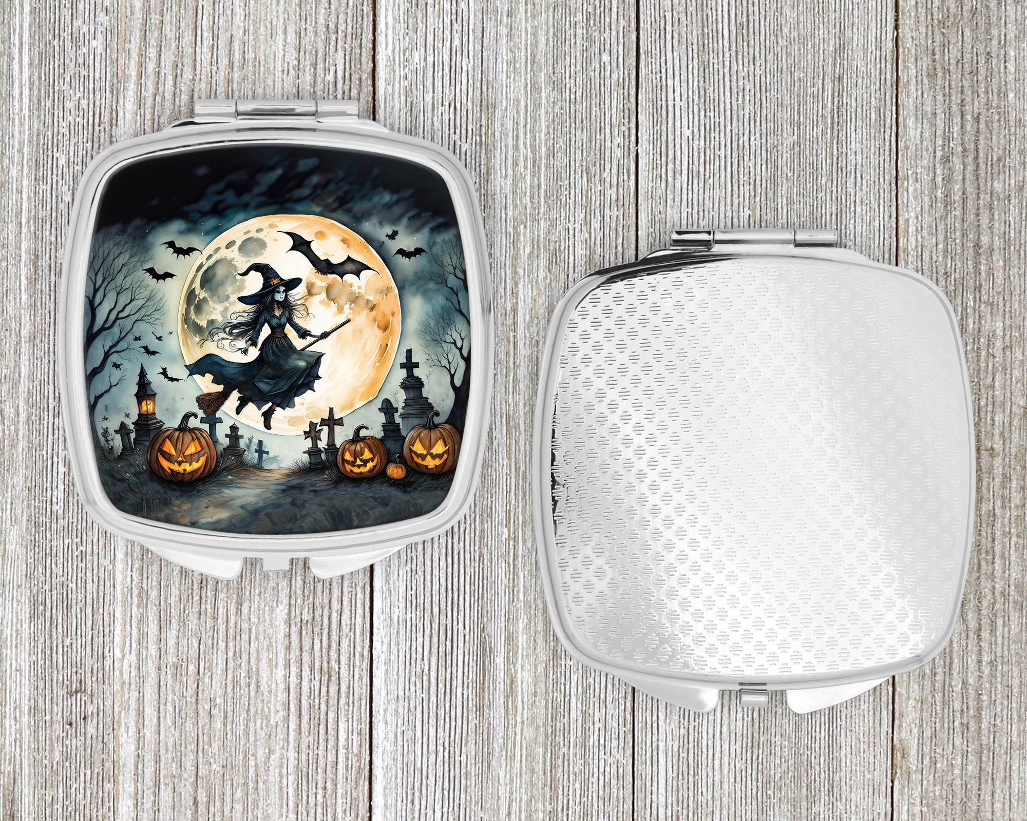 Flying Witch Spooky Halloween Compact Mirror
