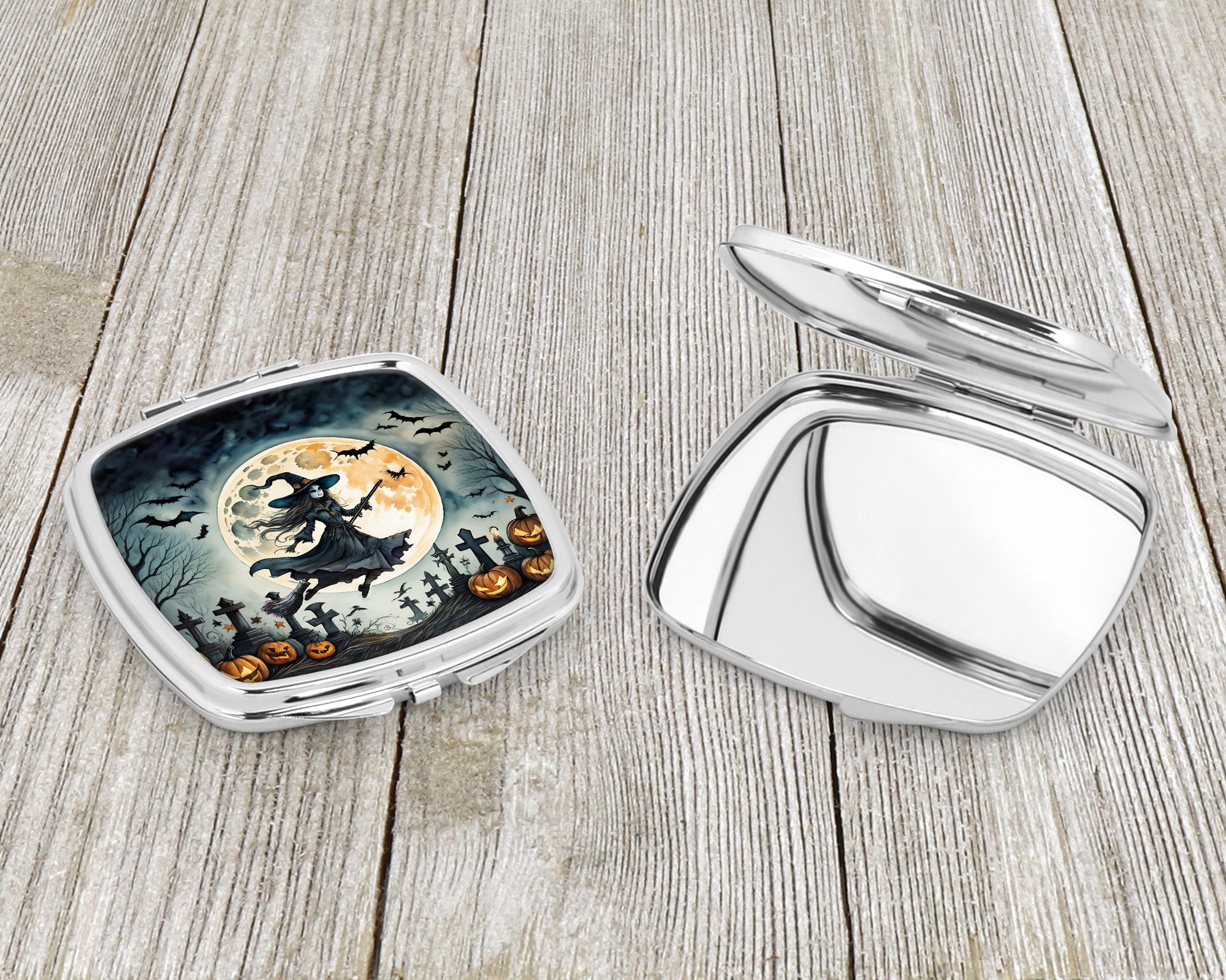 Flying Witch Spooky Halloween Compact Mirror