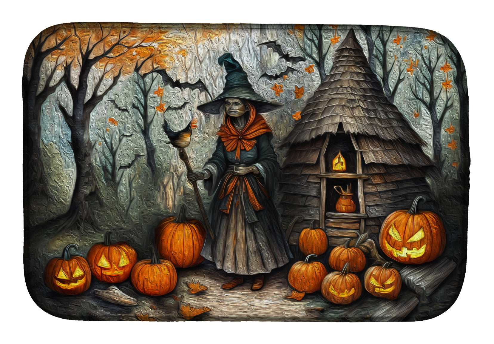 Caroline's Treasures Slavic Witch Spooky Halloween Dish Drying Mat