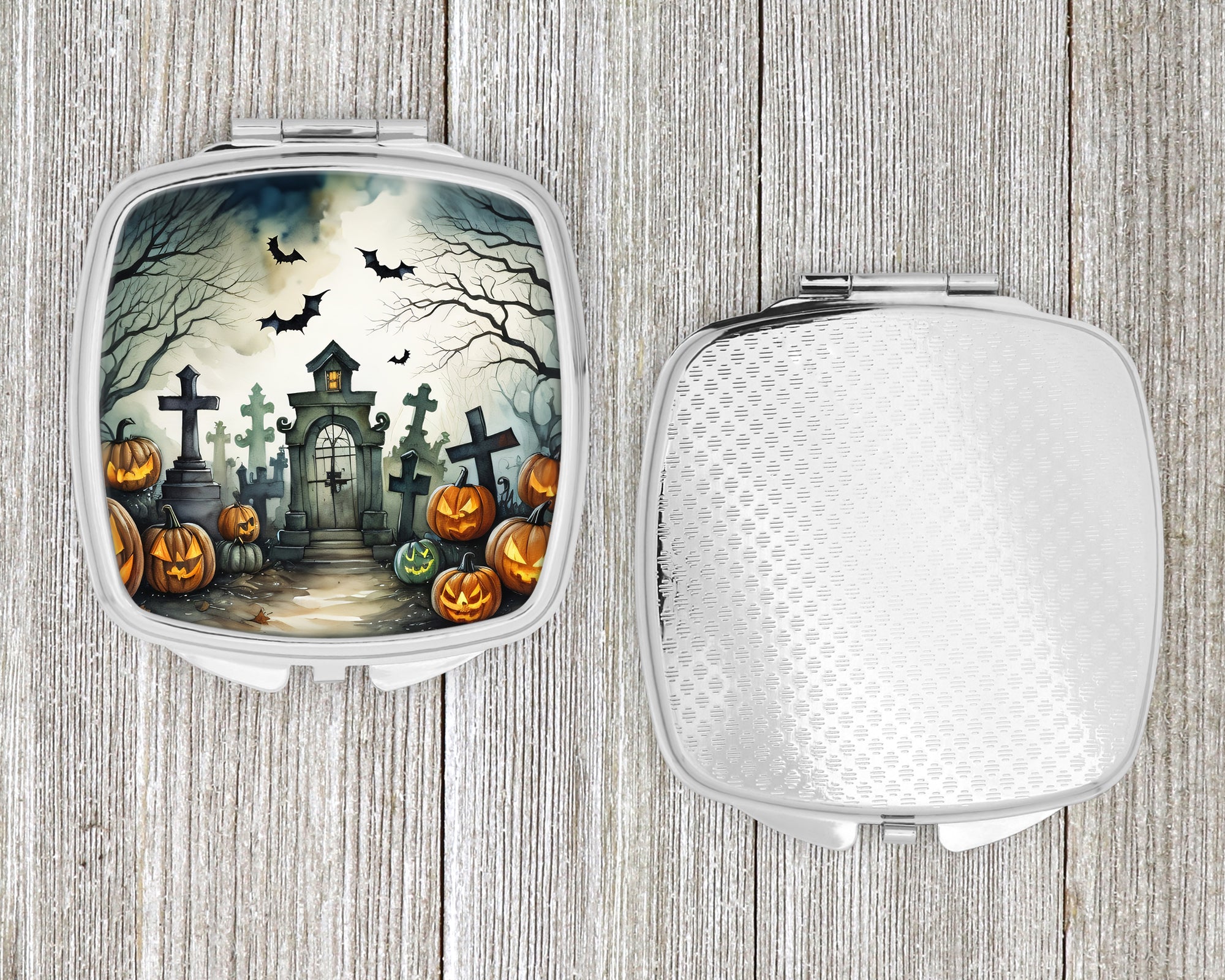 Graveyard Spooky Halloween Compact Mirror