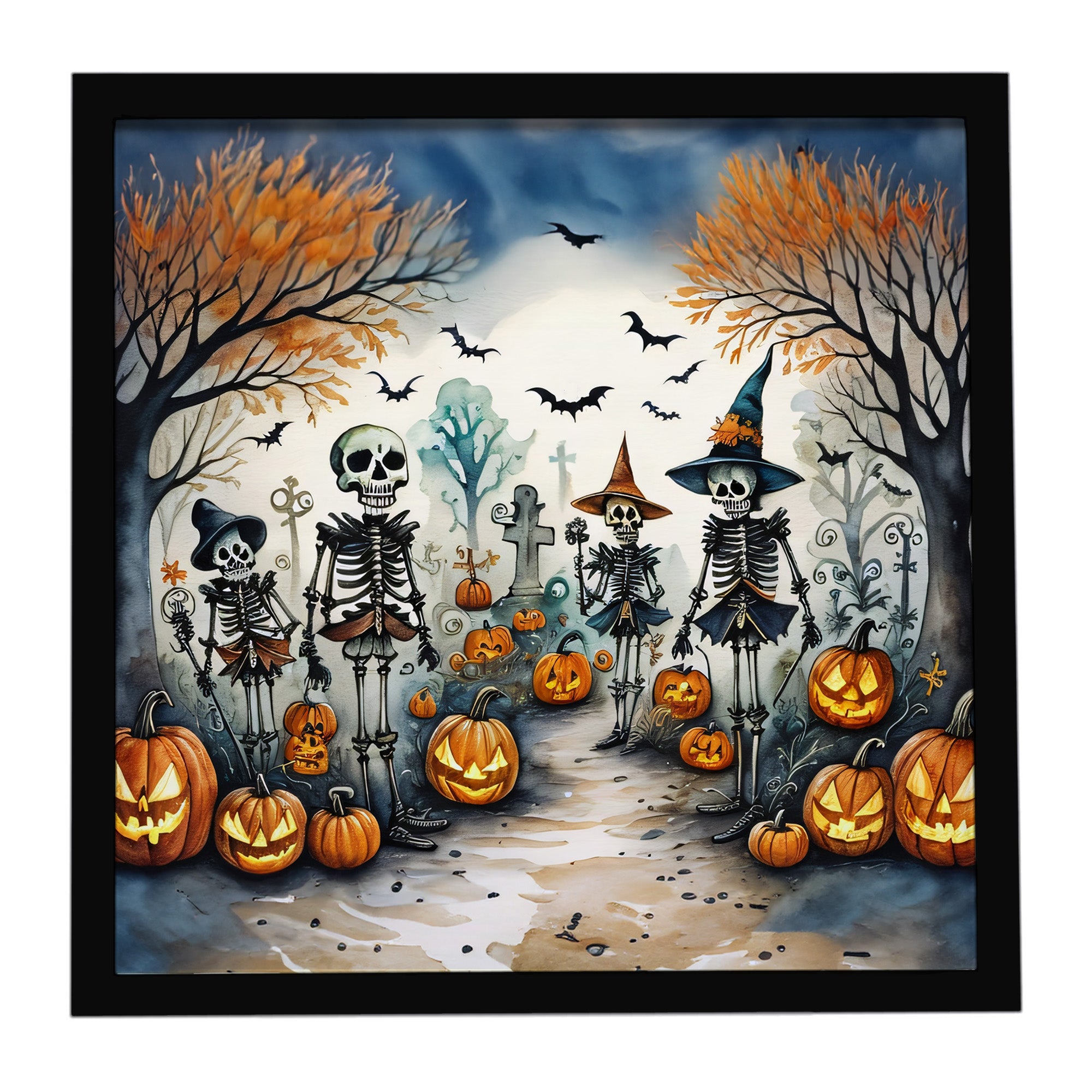 Caroline's Treasures Calacas Skeletons Spooky Halloween Framed Metal Print