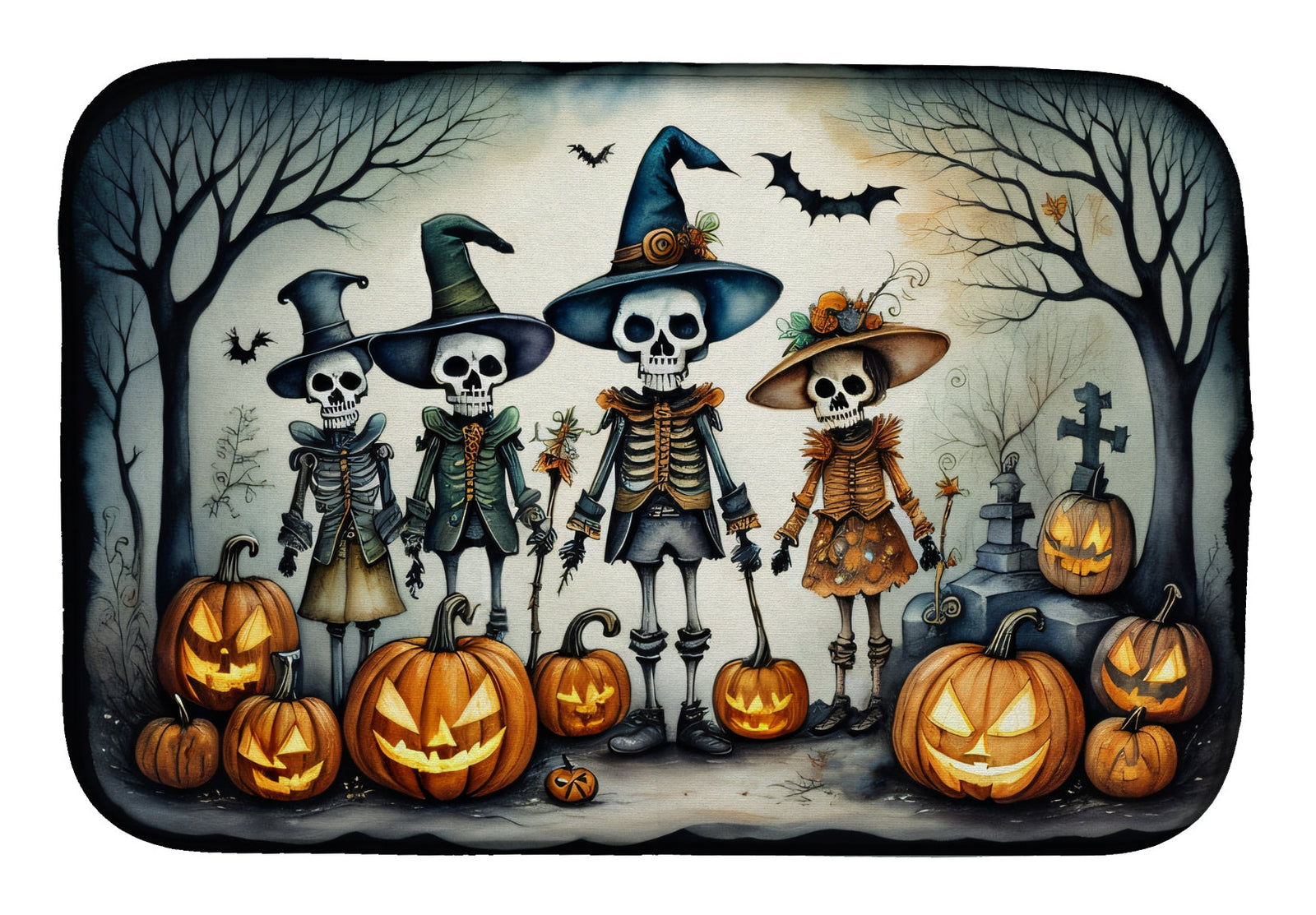 Caroline's Treasures Calacas Skeletons Spooky Halloween Dish Drying Mat