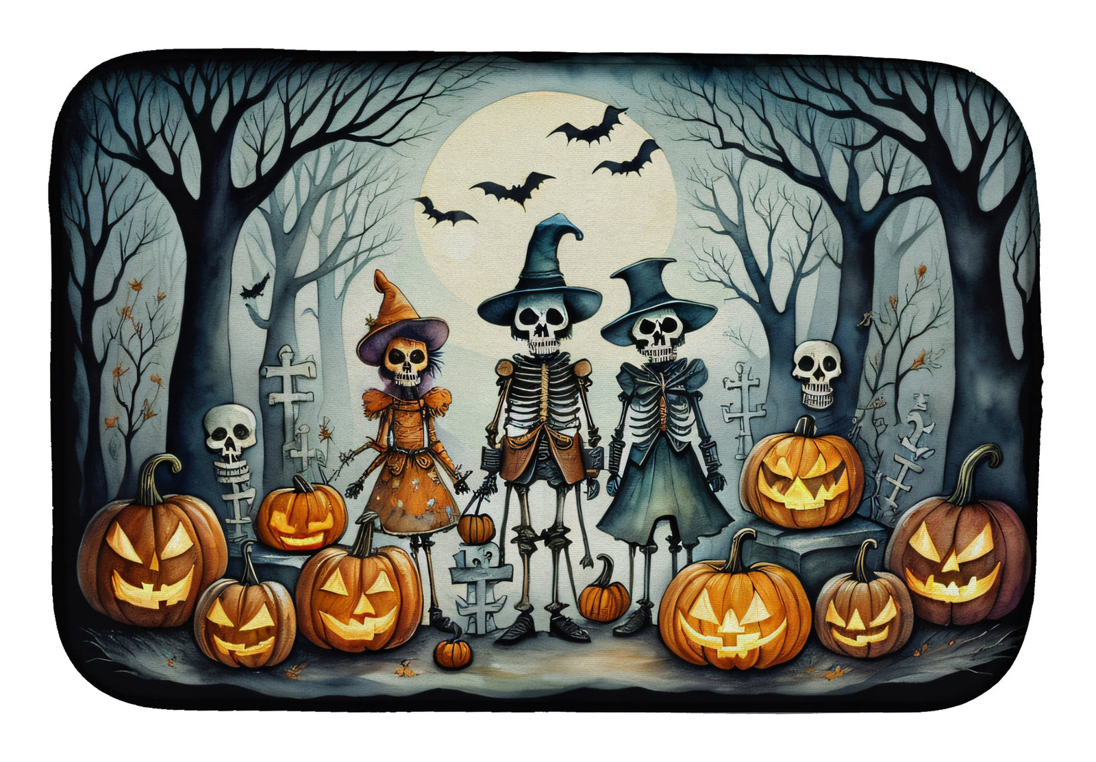 Caroline's Treasures Calacas Skeletons Spooky Halloween Dish Drying Mat