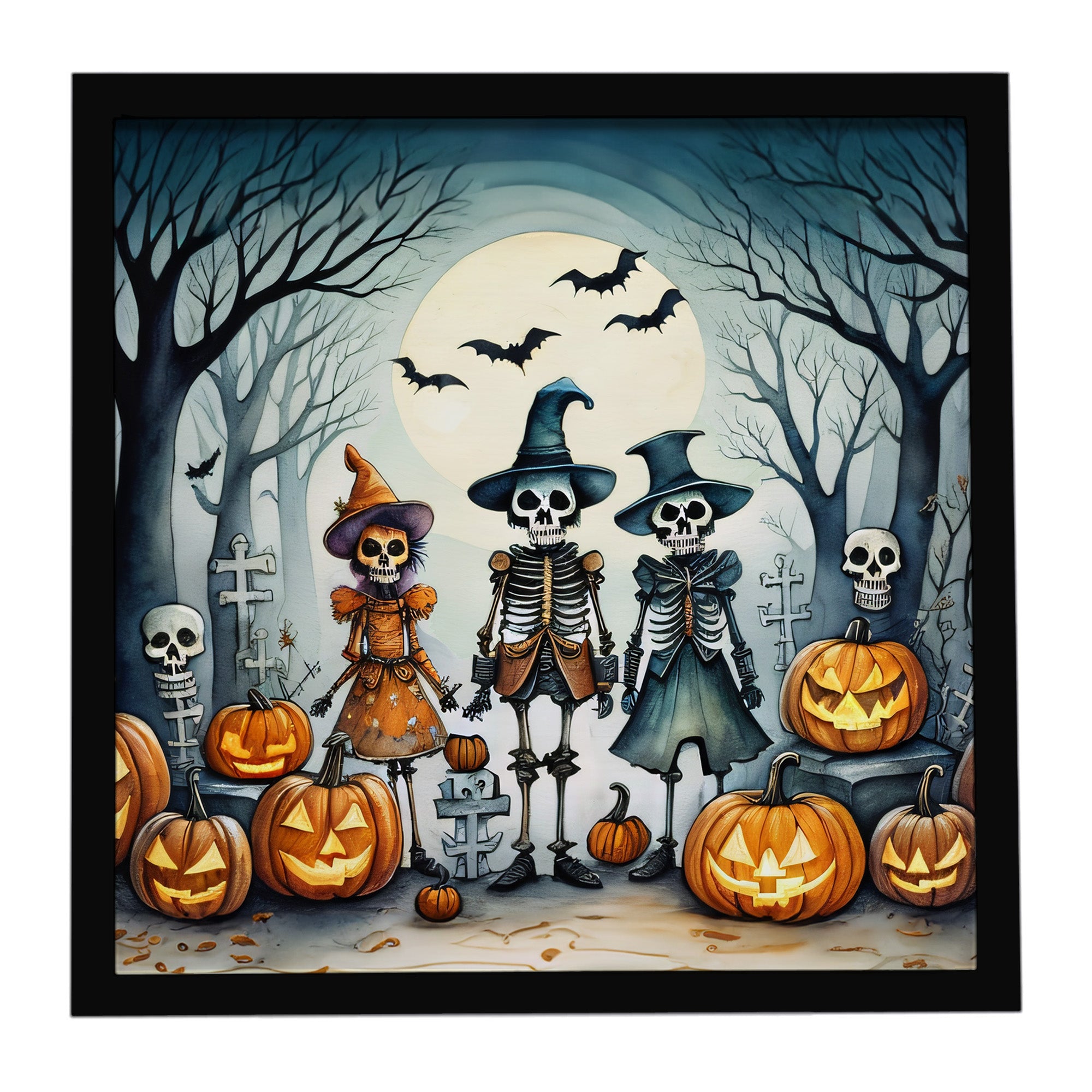 Caroline's Treasures Calacas Skeletons Spooky Halloween Framed Metal Print
