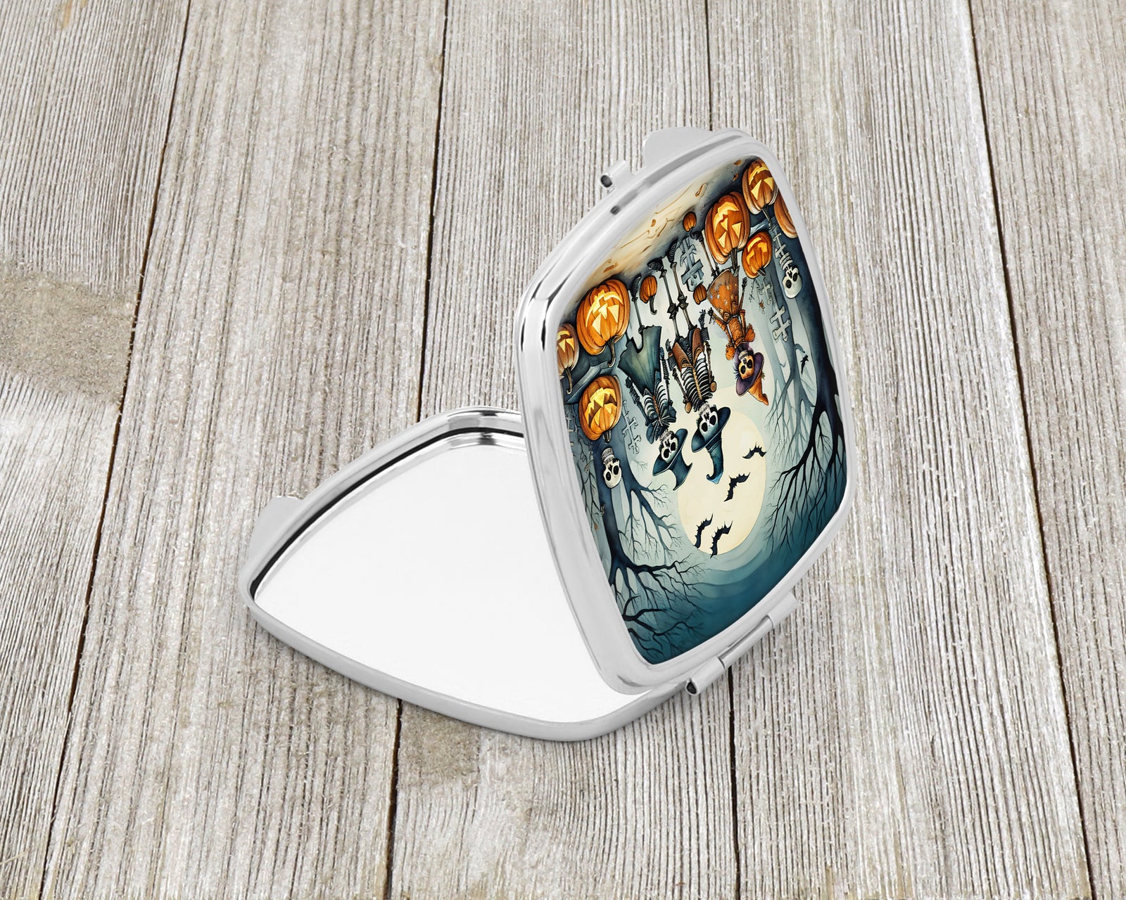 Caroline's Treasures Calacas Skeletons Spooky Halloween Compact Mirror – Stylish Purse Mirror with Artistic Covers