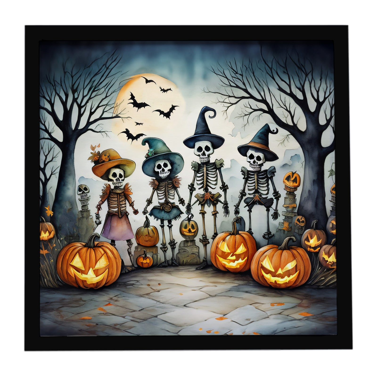 Caroline's Treasures Calacas Skeletons Spooky Halloween Framed Metal Print