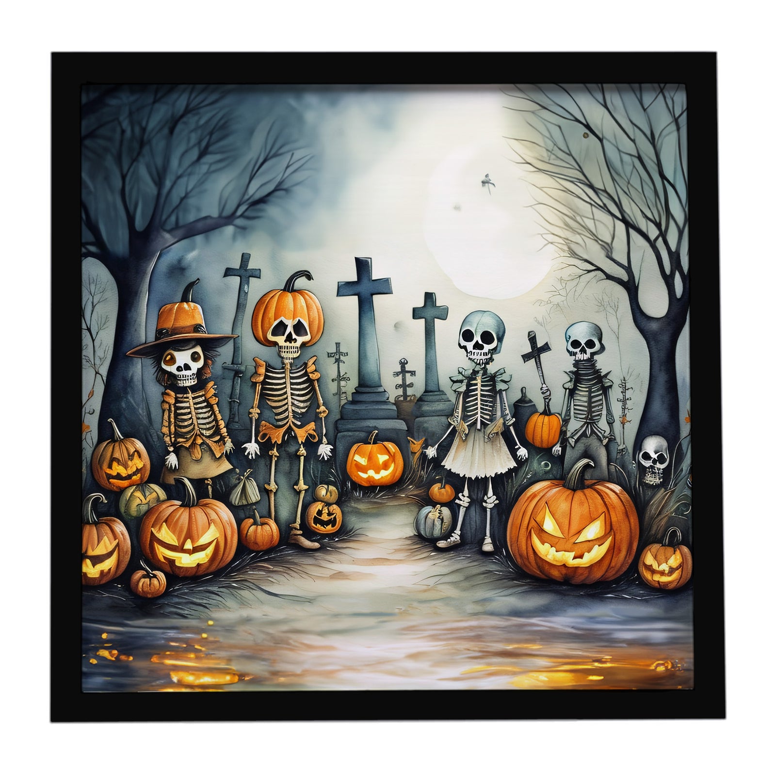 Caroline's Treasures Calacas Skeletons Spooky Halloween Framed Metal Print