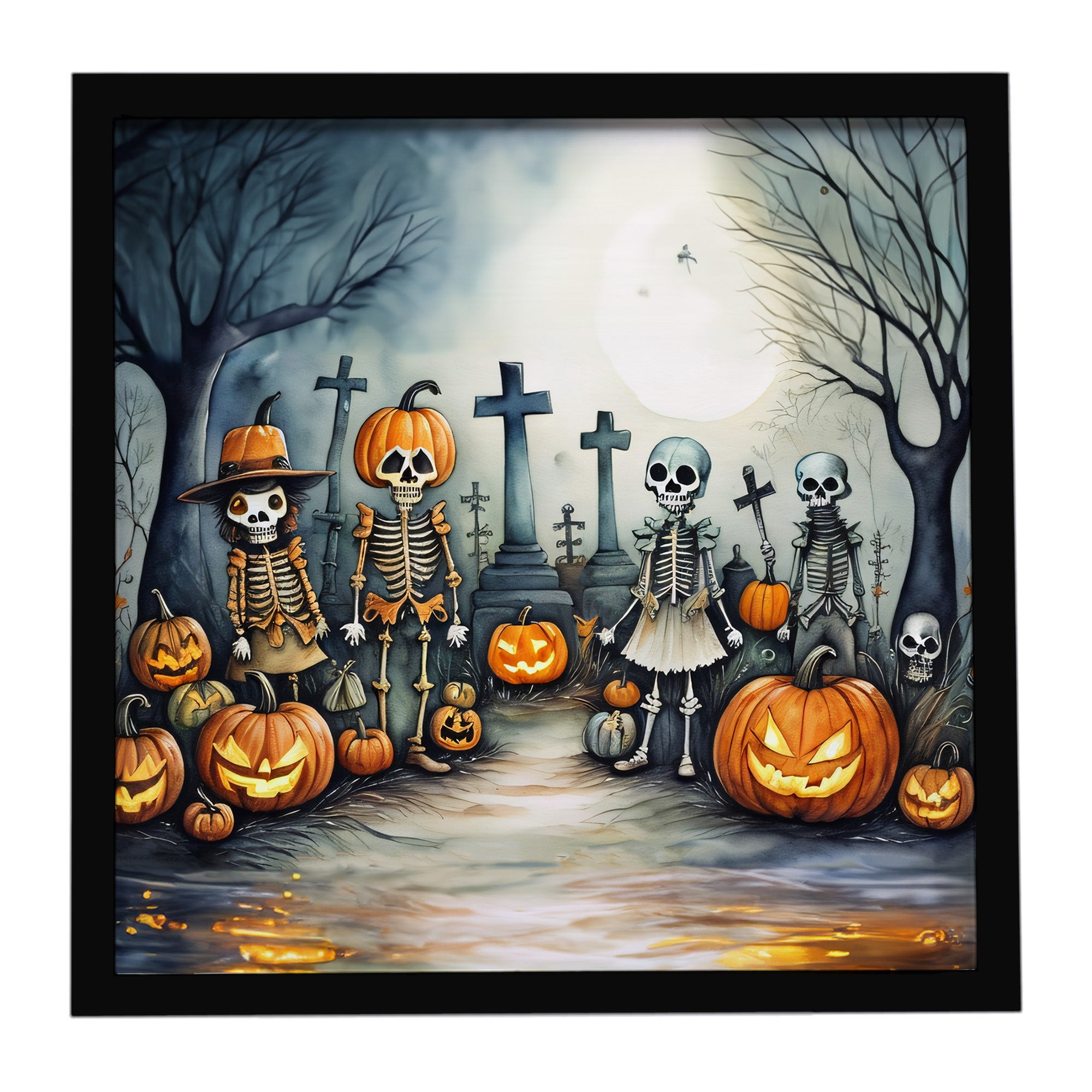Caroline's Treasures Calacas Skeletons Spooky Halloween Framed Metal Print