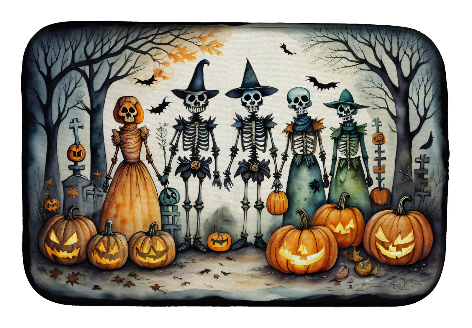 Caroline's Treasures Calacas Skeletons Spooky Halloween Dish Drying Mat