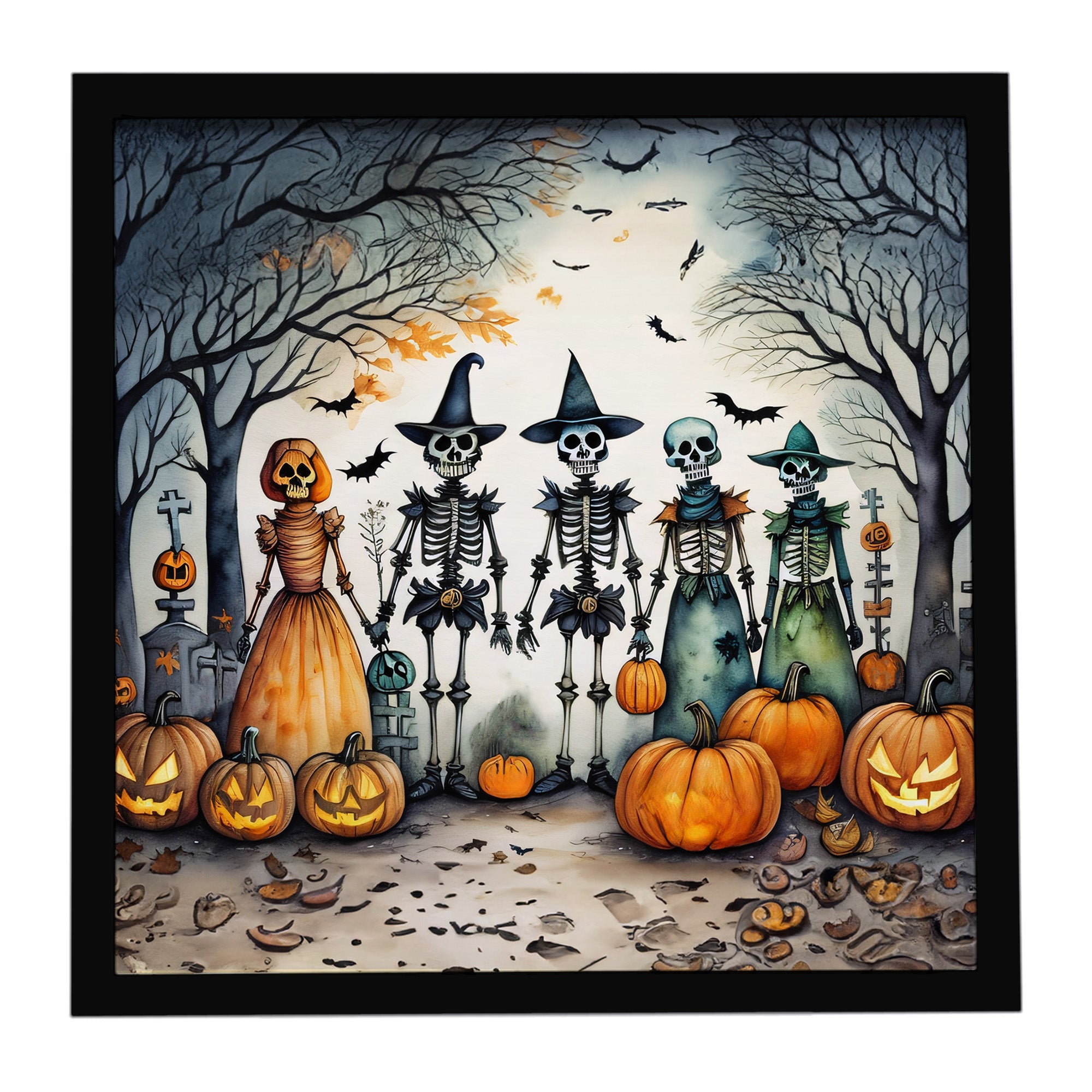 Caroline's Treasures Calacas Skeletons Spooky Halloween Framed Metal Print