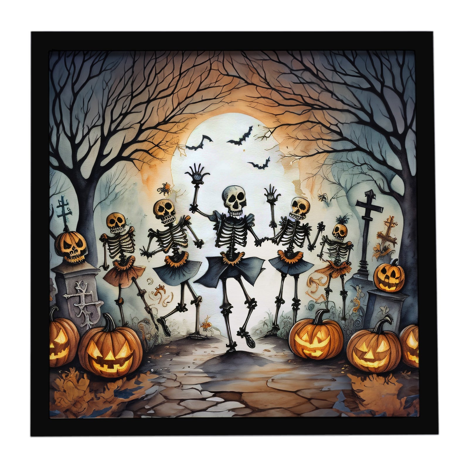 Caroline's Treasures Dancing Skeletons Spooky Halloween Framed Metal Print