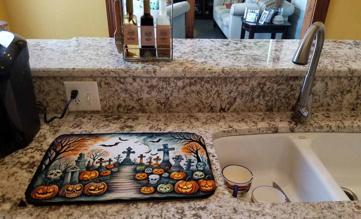 Caroline's Treasures Day of the Dead Spooky Halloween Dish Drying Mat