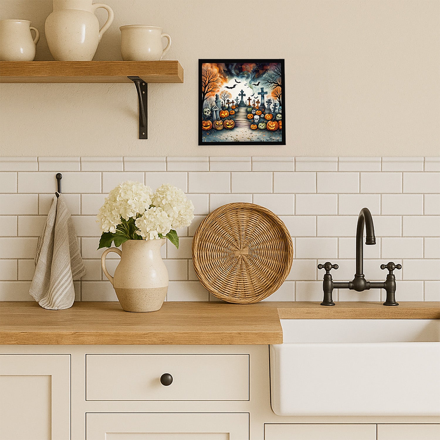 Caroline's Treasures Day of the Dead Spooky Halloween Framed Metal Print