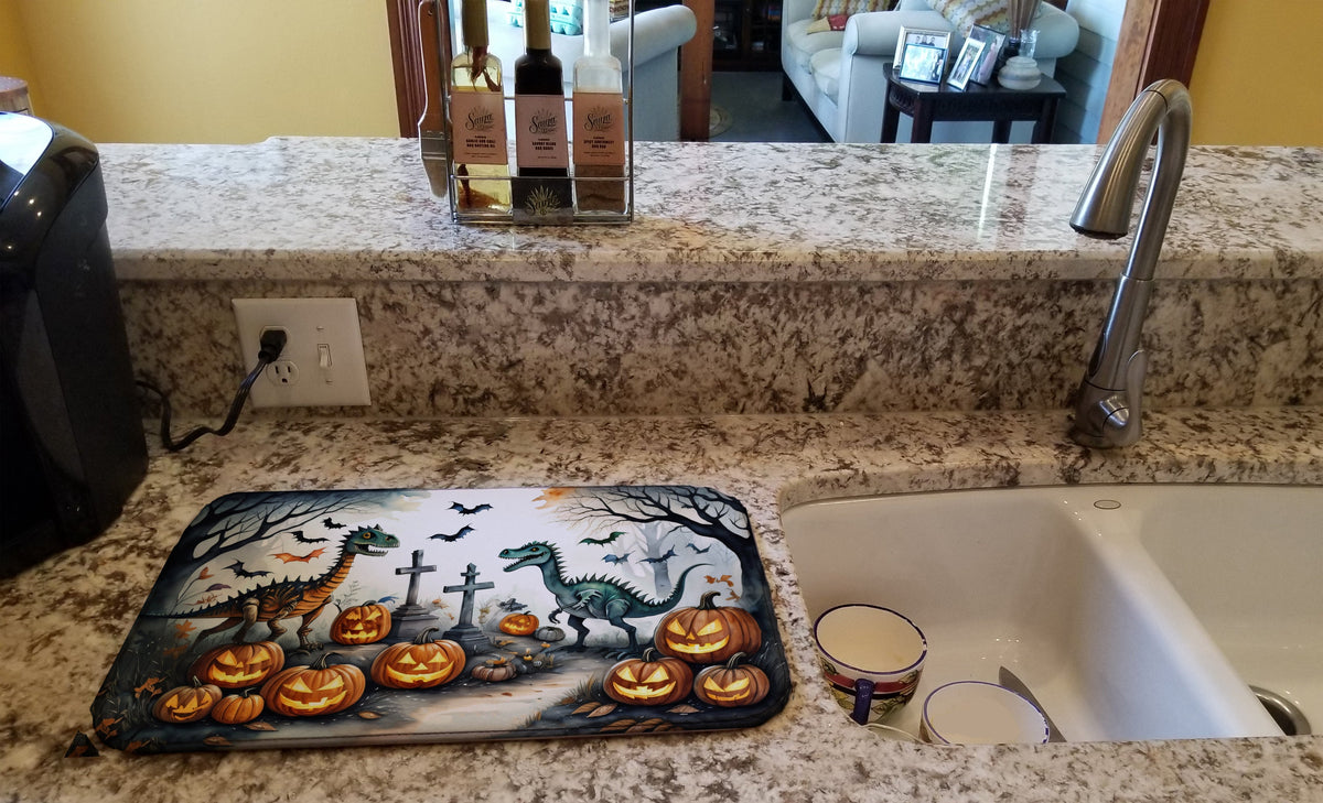 Caroline's Treasures Dinosaurs Spooky Halloween Dish Drying Mat